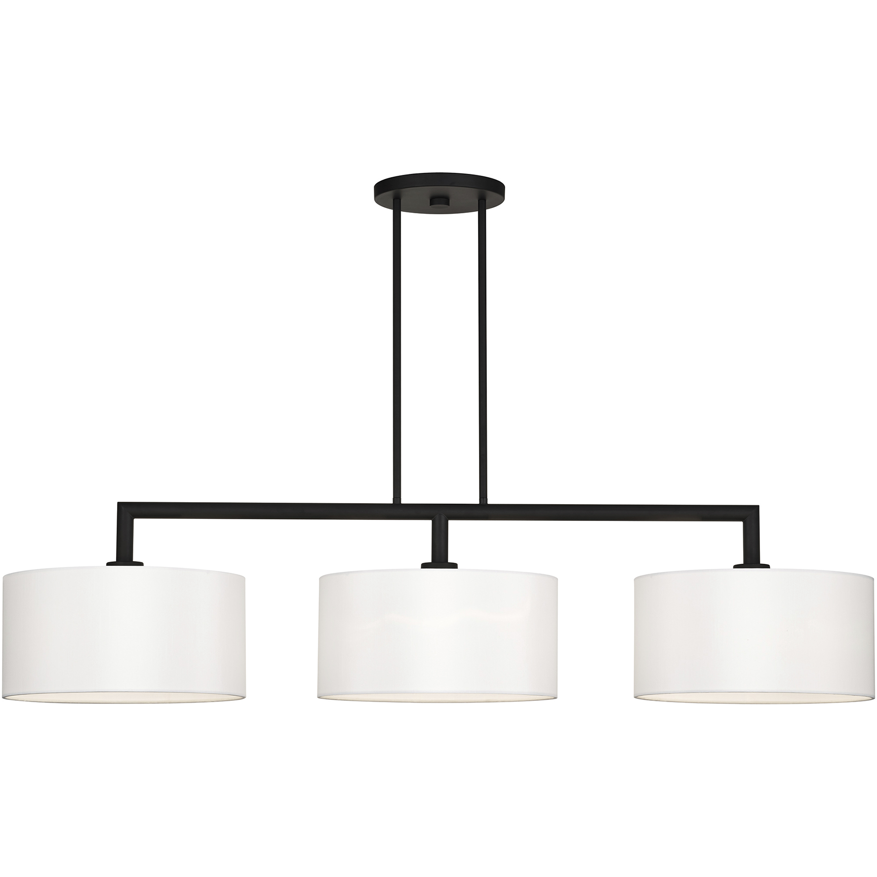 Meridian 3 Light 14 inch Black Extra Large Linear Chandelier Ceiling Light, Extra Large