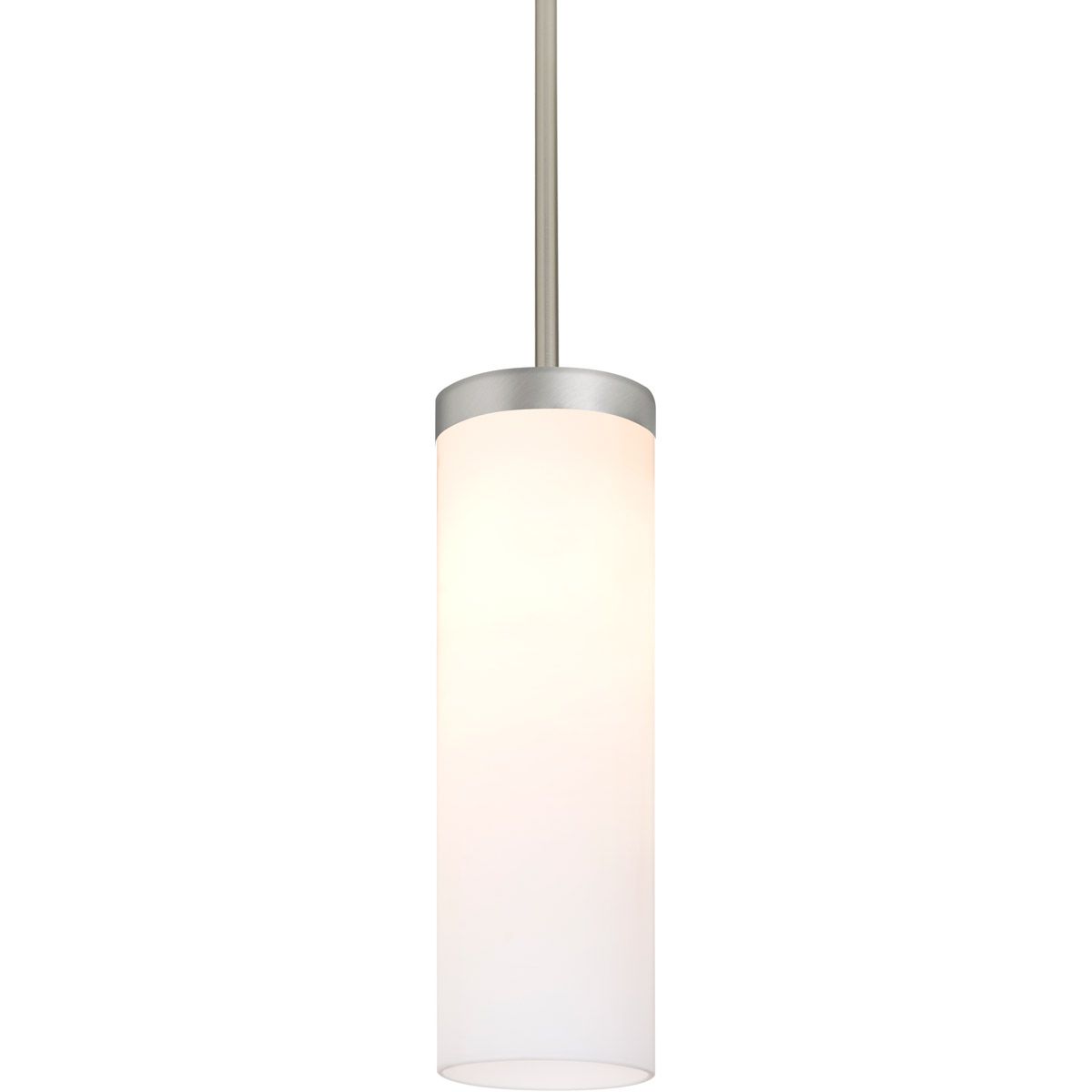 Friz 1 Light Satin Nickel Pendant Ceiling Light in Incandescent, Opal Glossy Glass