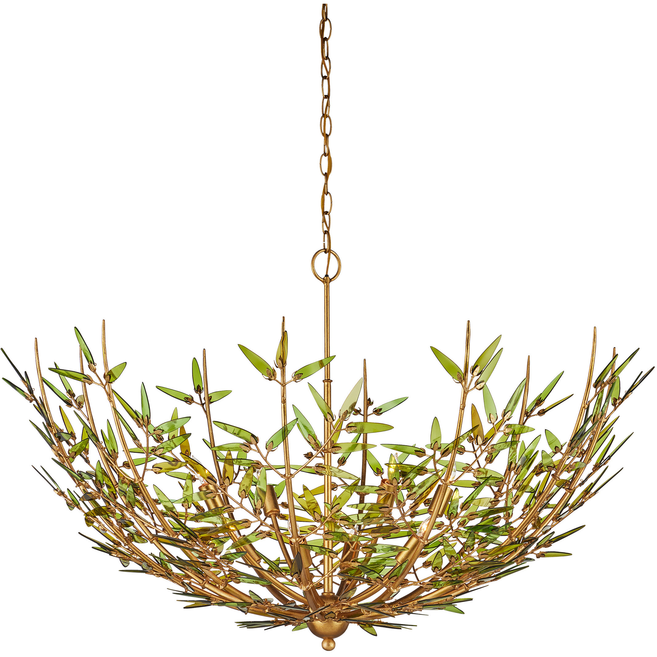 Babylon 8 Light 44 inch Contemporary Gold Leaf and Contemporary Gold Chandelier Ceiling Light