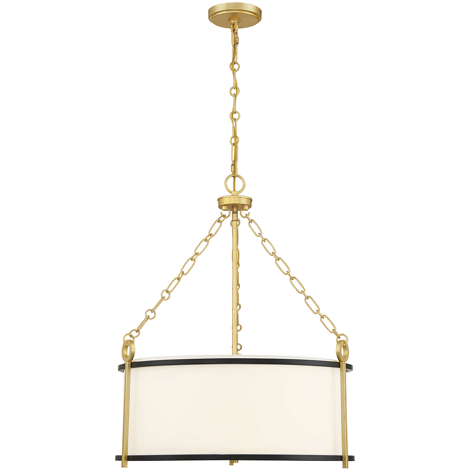 Kian 3 Light 22 inch Matte Black with True Gold Pendant Ceiling Light