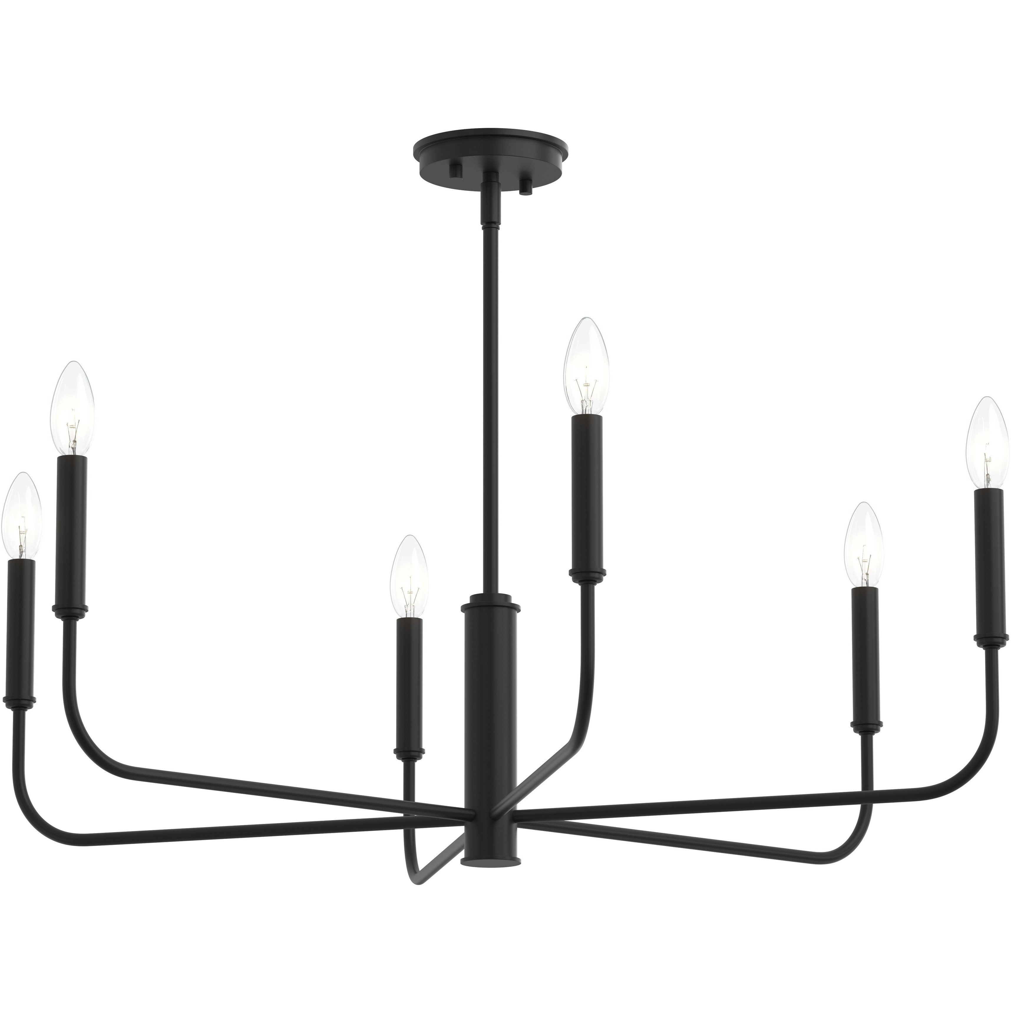 Reines 6 Light 32 inch Matte Black Chandelier Ceiling Light