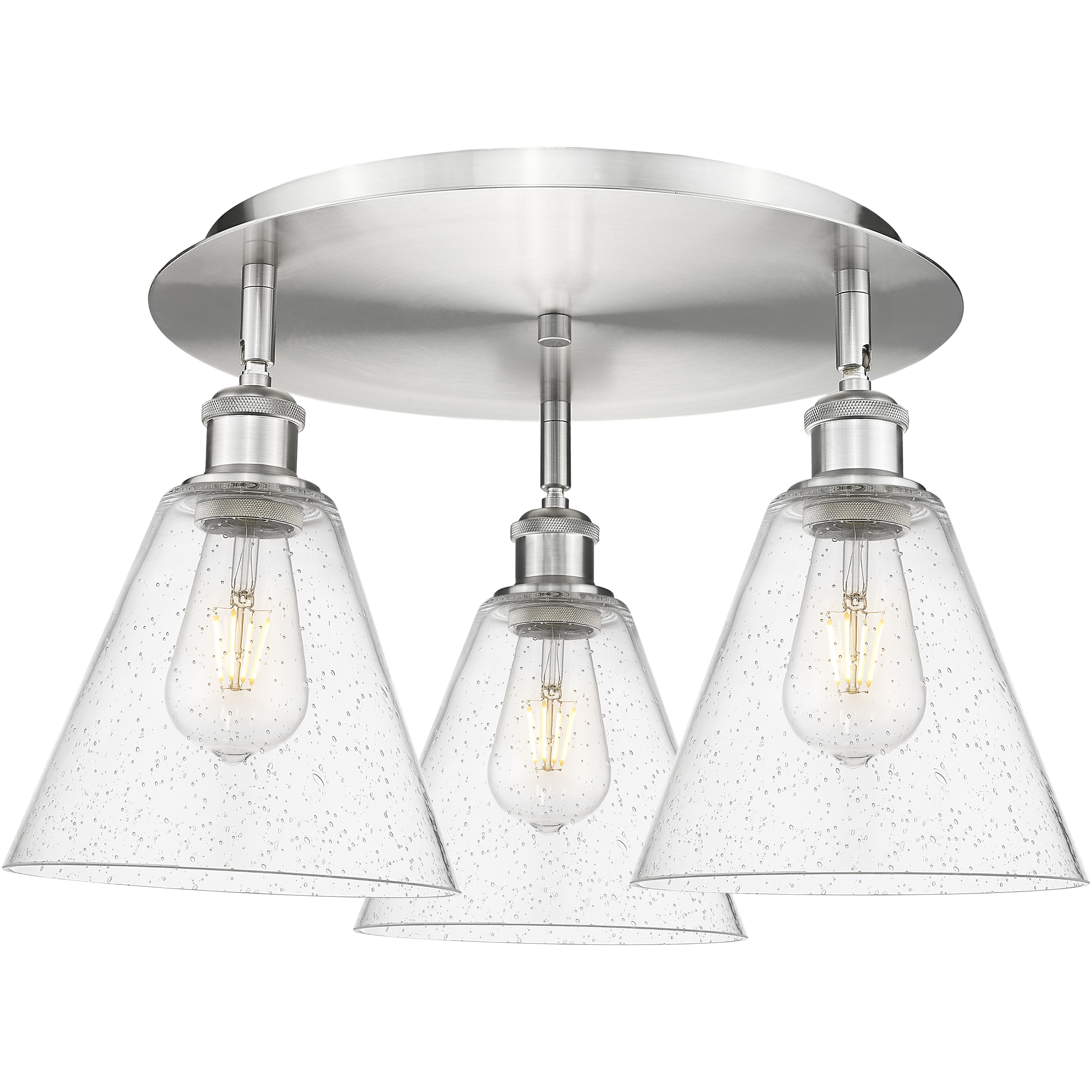 Berkshire 3 Light 19.75 inch Satin Nickel Flush Mount Ceiling Light in Seedy