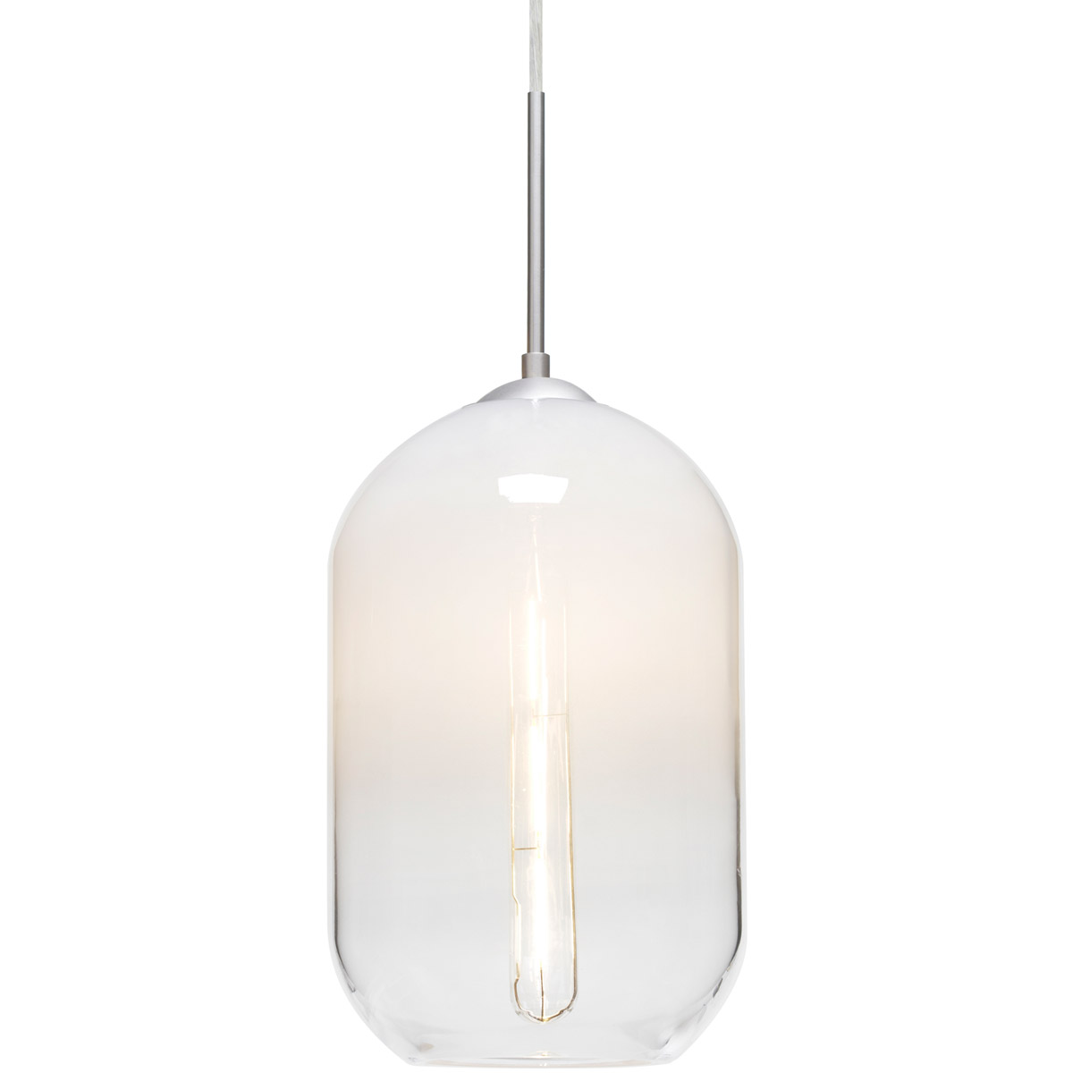 Omega 12 LED 7.25 inch Satin Nickel Cord Pendant Ceiling Light in White Glass, Edison LED
