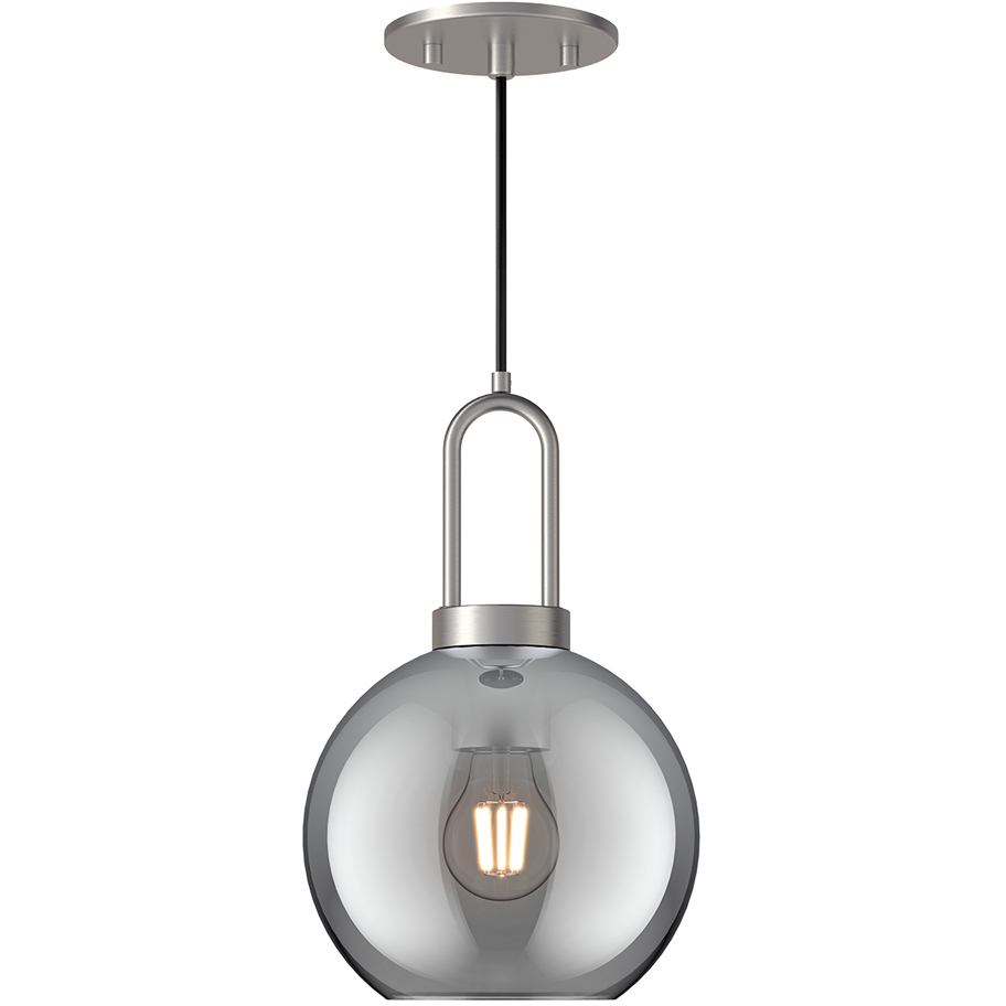 Alora Mood Soji 1 Light 7.88 inch Brushed Nickel Pendant Ceiling Light in Smoked Glass