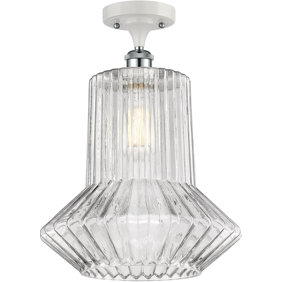 Ballston Springwater 1 Light 12 inch White and Polished Chrome Semi-Flush Mount Ceiling Light, Ballston