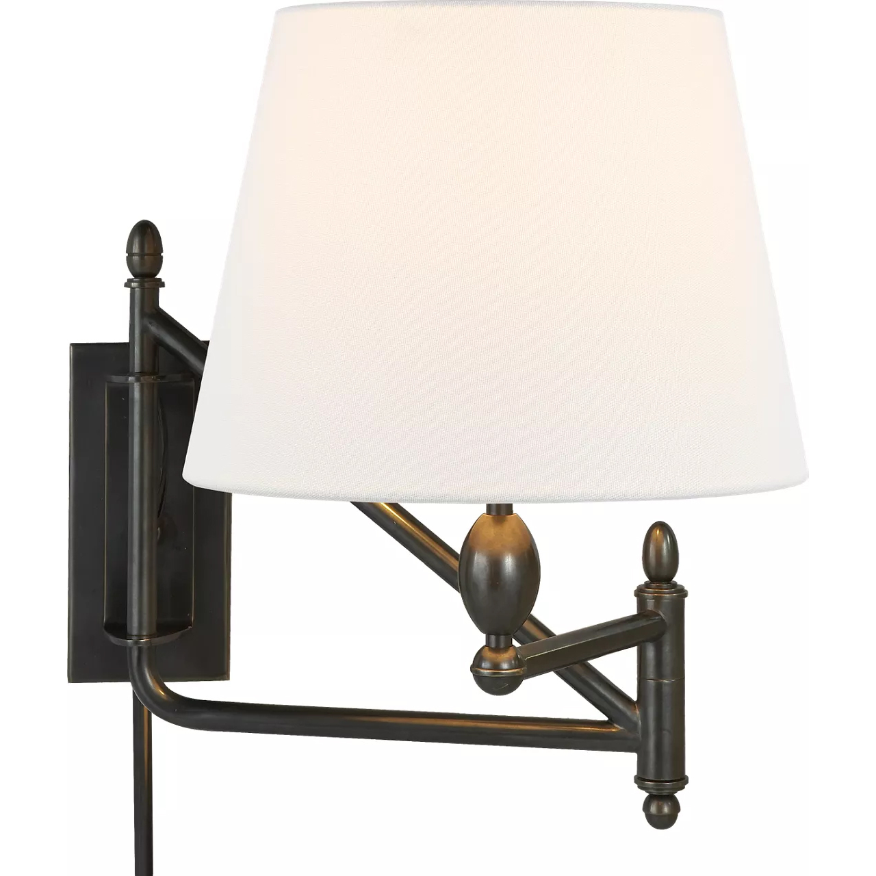 Thomas O'Brien Paulo 26 inch 100 watt Bronze Swing Arm Sconce Wall Light in Linen, Small