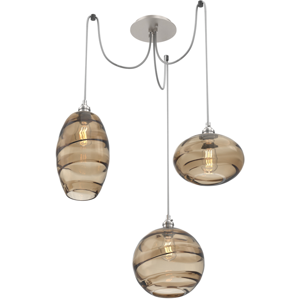 Misto 3 Light 15.5 inch Metallic Beige Silver Swag Multi-Pendant Ceiling Light in Bronze Optic