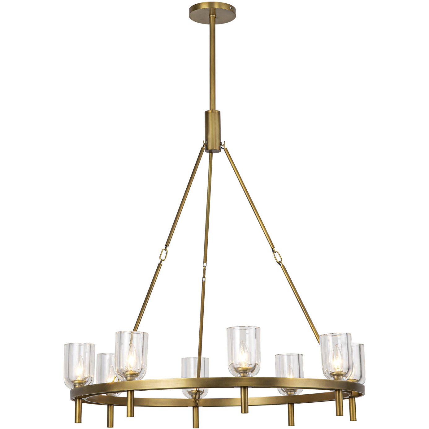 Lucian 8 Light 36.13 inch Vintage Brass/Clear Crystal Chandelier Ceiling Light in Clear Glass