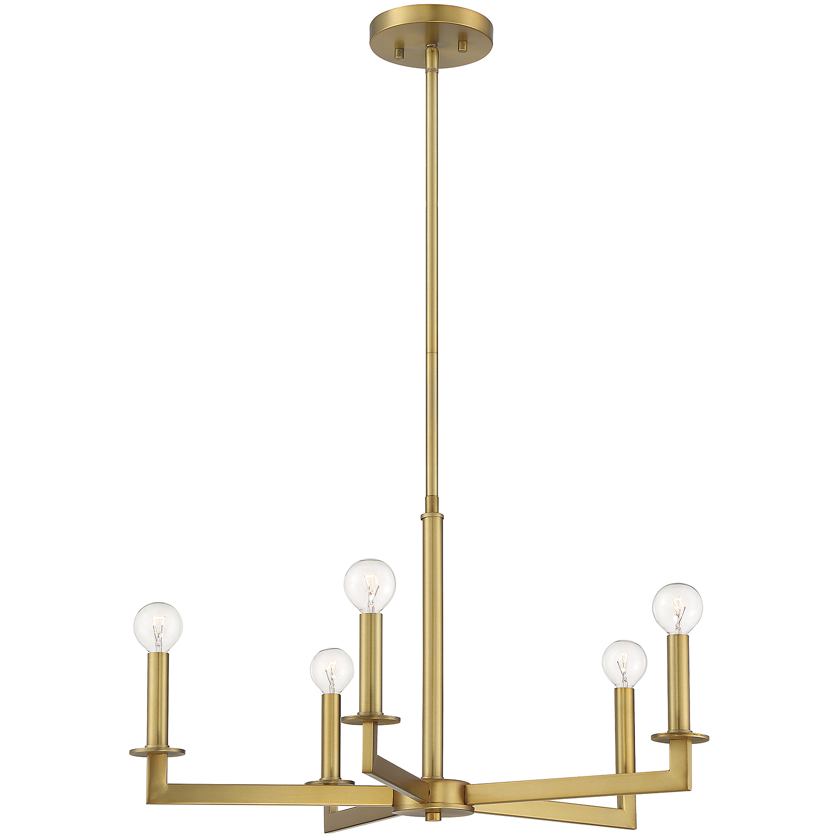 Transitional 5 Light 23 inch Natural Brass Chandelier Ceiling Light