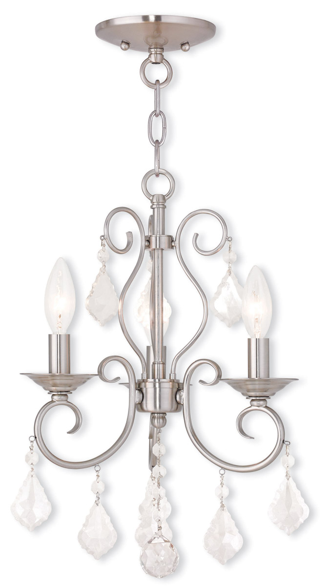 Donatella 3 Light 12 inch Brushed Nickel Convertible Mini Chandelier/Ceiling Mount Ceiling Light