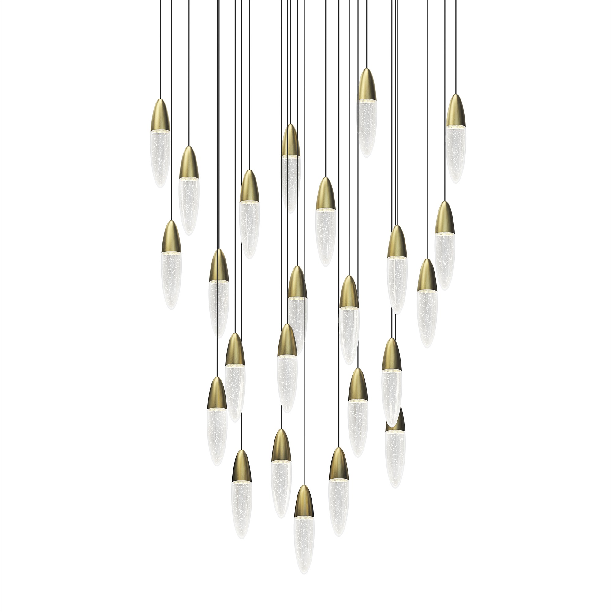 Sultana LED 37 inch Satin Brass and Clear Pendant Ceiling Light