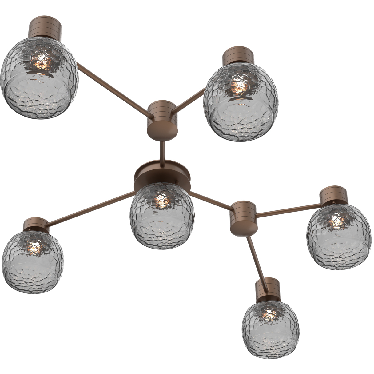 Vessel LED 37 inch Burnished Bronze Linear Hub & Spoke Ceiling Light in Smoke, 2700K LED