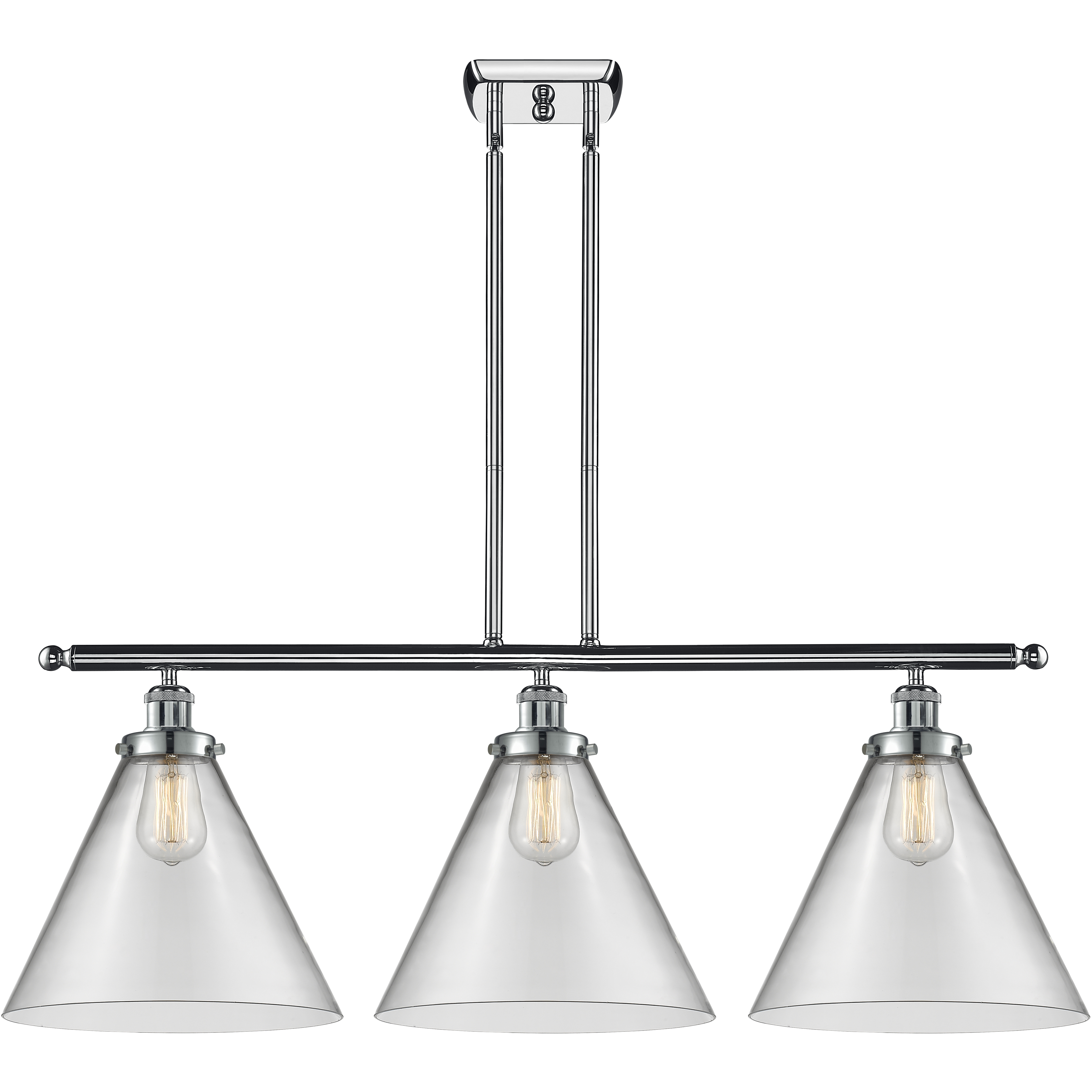 Ballston X-Large Cone 3 Light 36 inch Polished Chrome Island Light Ceiling Light in Clear Glass