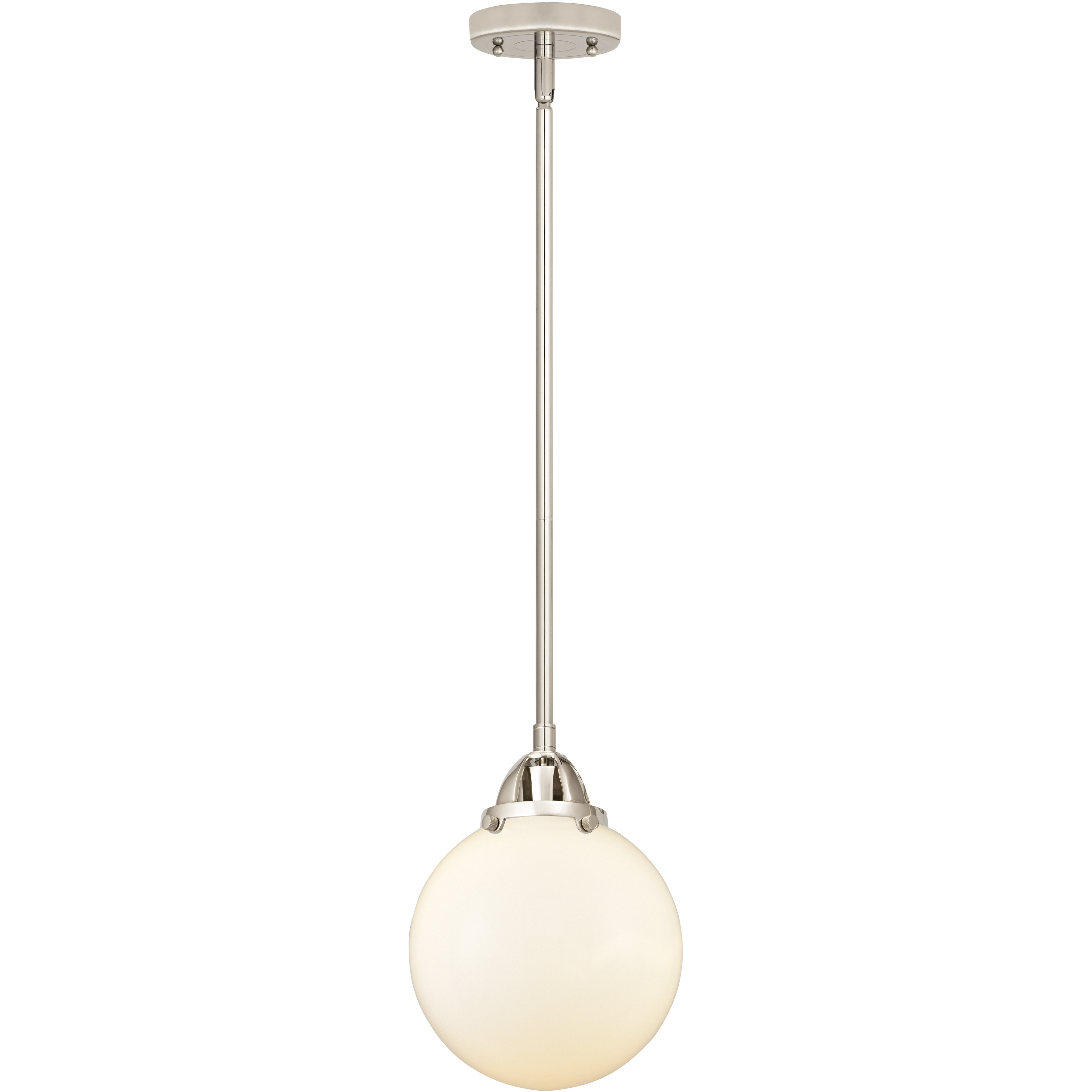 Nouveau 2 Beacon 1 Light 8 inch Polished Nickel Mini Pendant Ceiling Light in Incandescent, Matte White