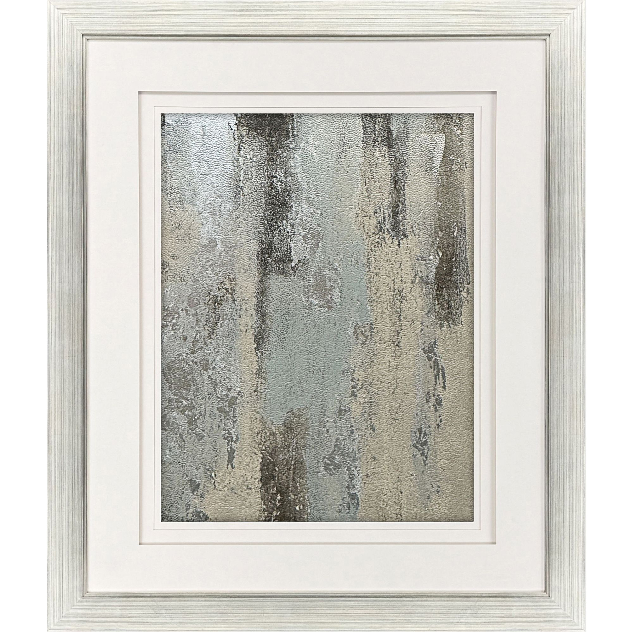 Concrete Planet Gray and Blue and Metallic and White Framed Art, The Studio