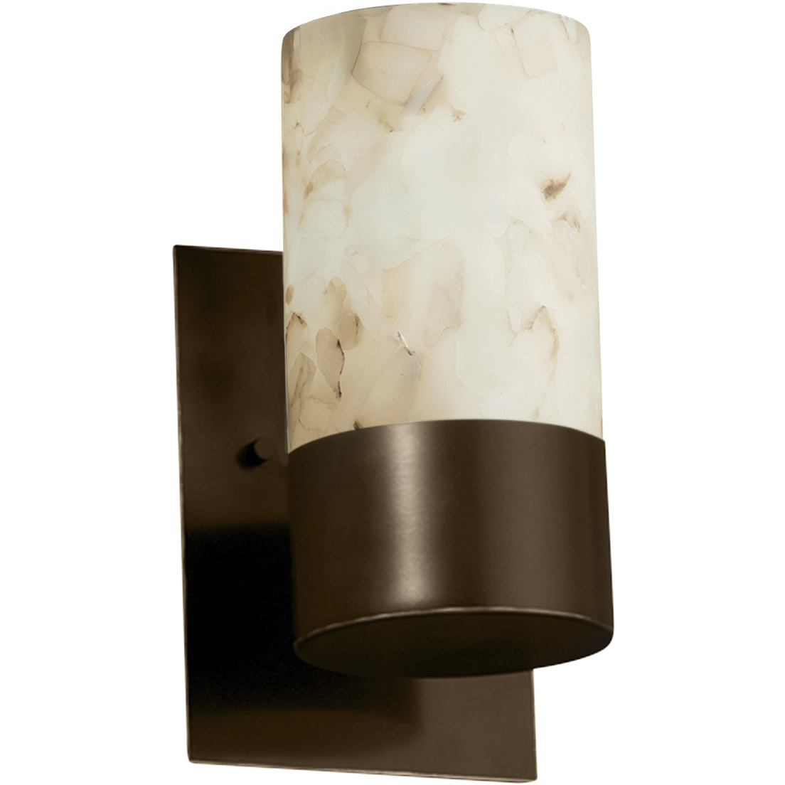 Alabaster Rocks Wall Sconce Wall Light in Dark Bronze, Incandescent, Cylinder