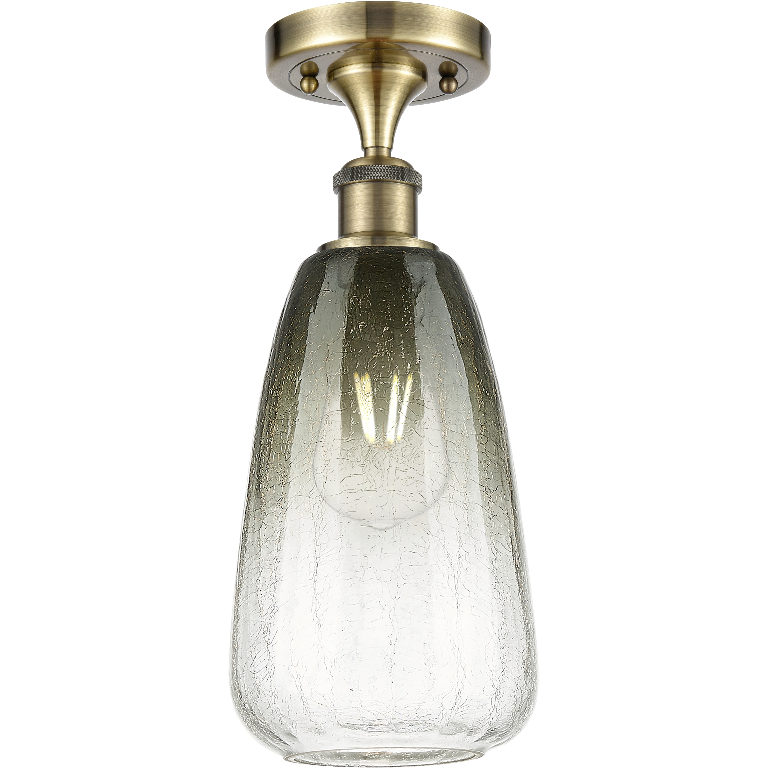 Ballston Brookhaven Almond 1 Light 6 inch Antique Brass Semi-Flush Mount Ceiling Light in Slate Glass
