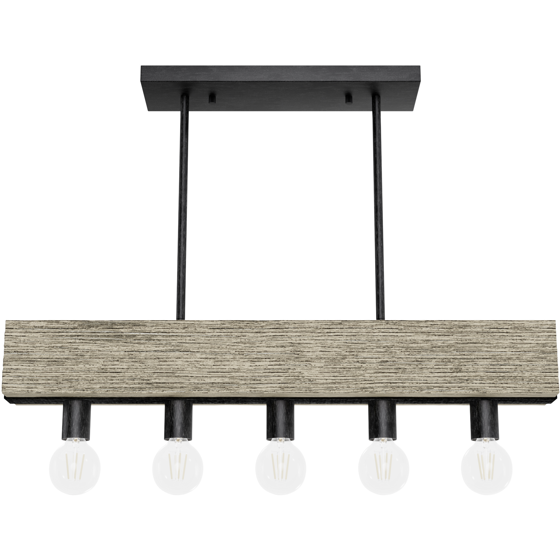 Donelson 5 Light 30 inch Rustic Iron and Barnwood Linear Chandelier Ceiling Light, Small
