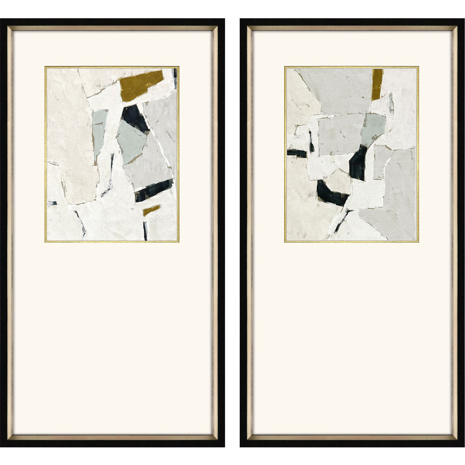 Zen Interactions Gray and Blue and Green and Multi Framed Art