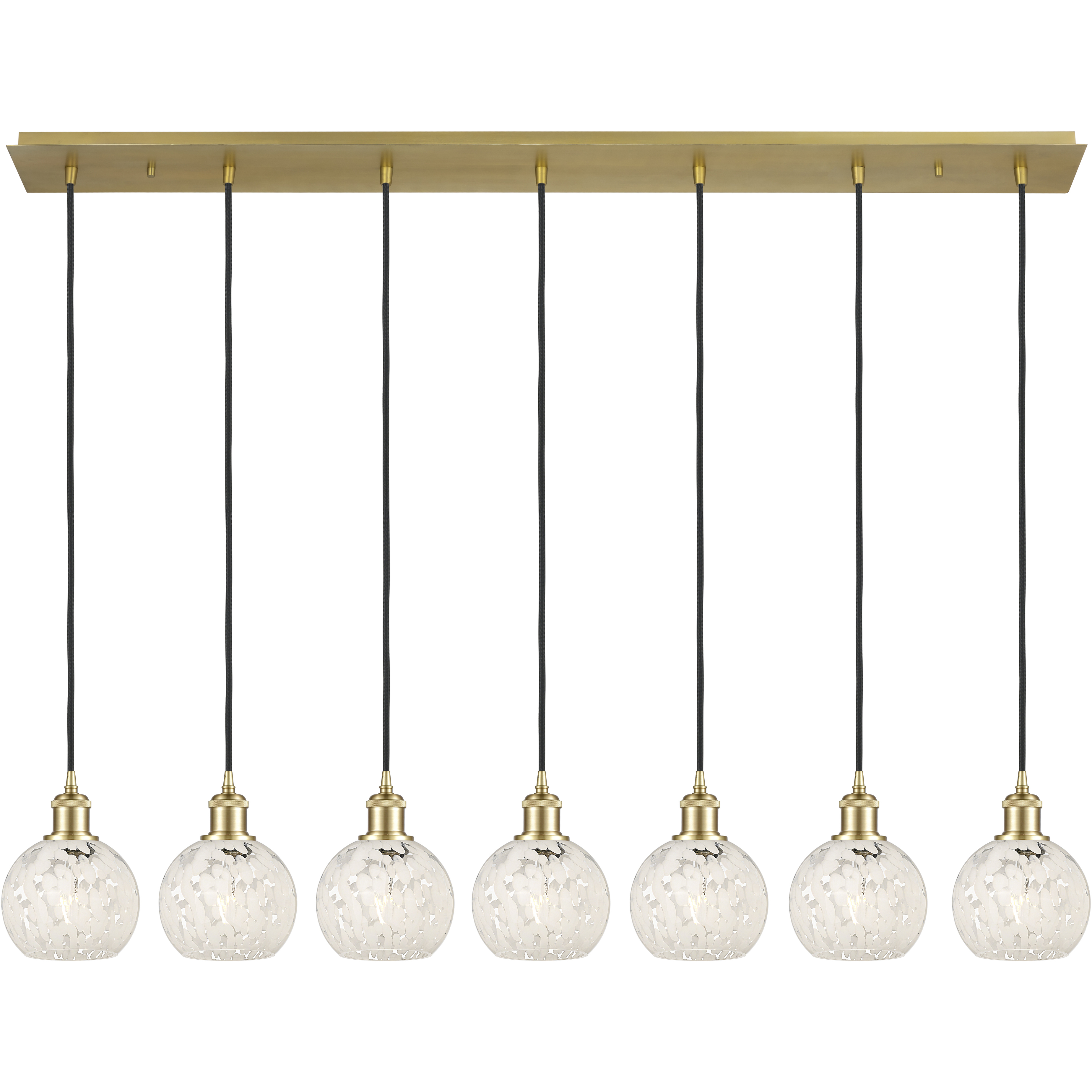 Ballston White Mouchette 7 Light 49.5 inch Satin Gold Linear Pendant Ceiling Light