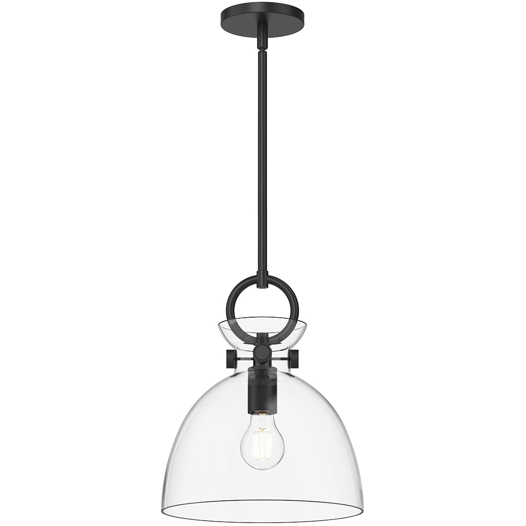 Alora Mood Waldo 1 Light 10.5 inch Matte Black Pendant Ceiling Light in Clear Glass