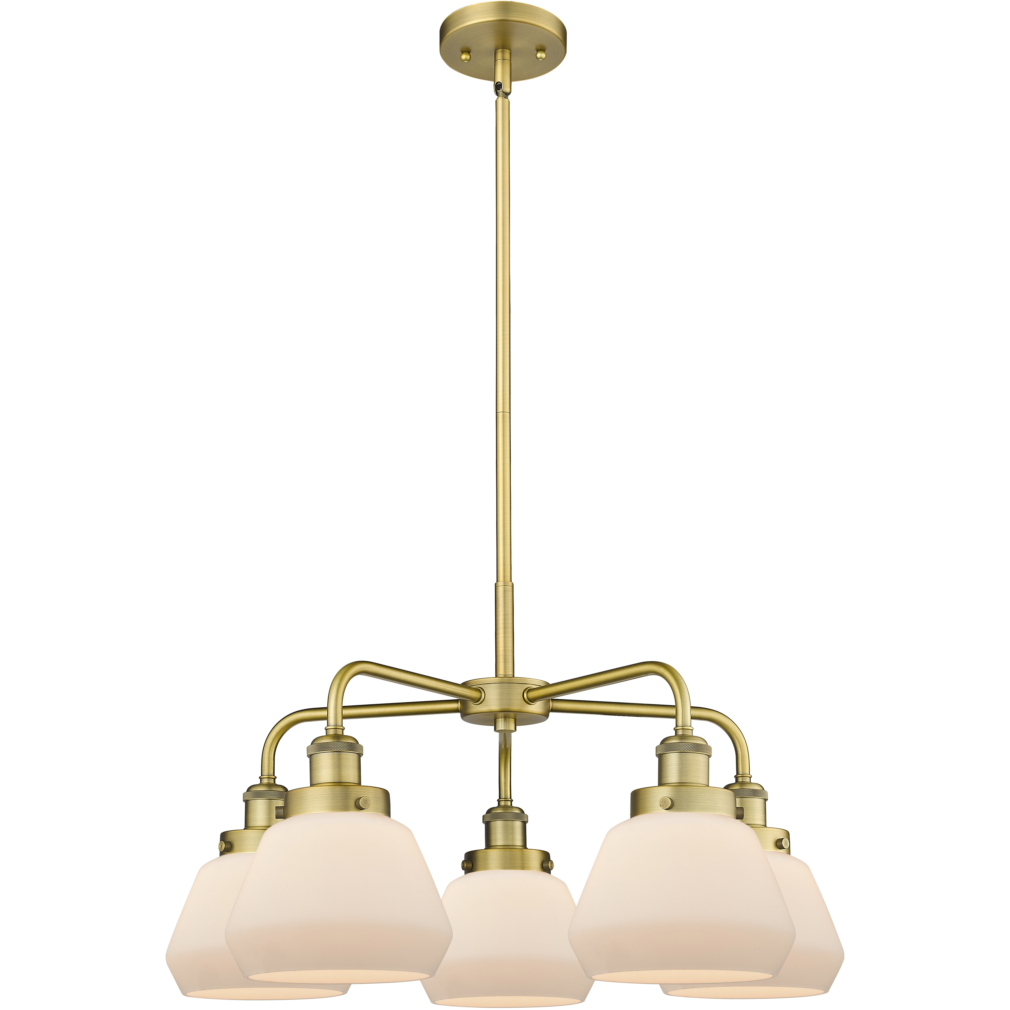 Fulton 5 Light 24.5 inch Brushed Brass Chandelier Ceiling Light in Matte White Glass