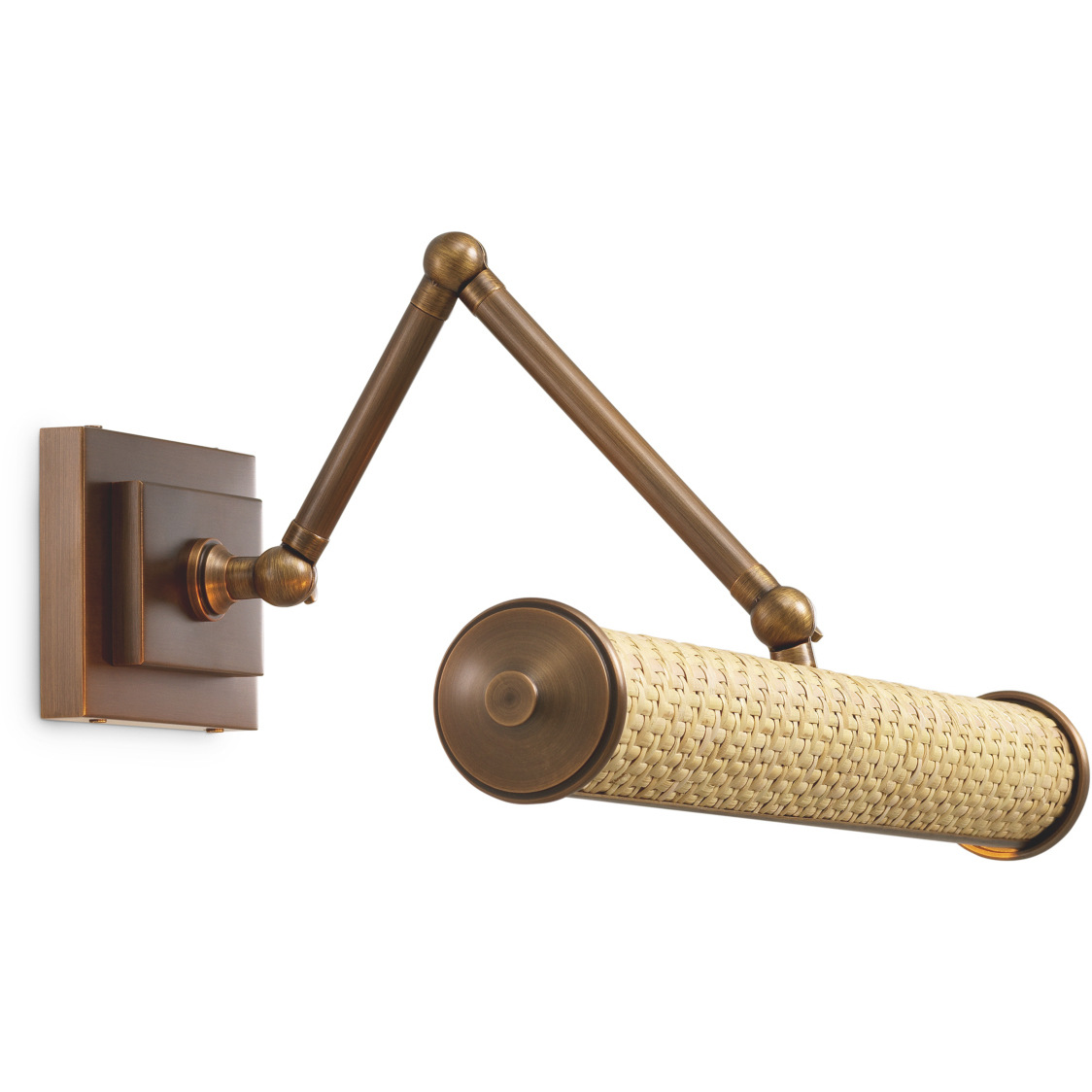 Luca 2 Light 16.93 inch Natural Rattan and Antique Brass Wall Lamp Wall Light