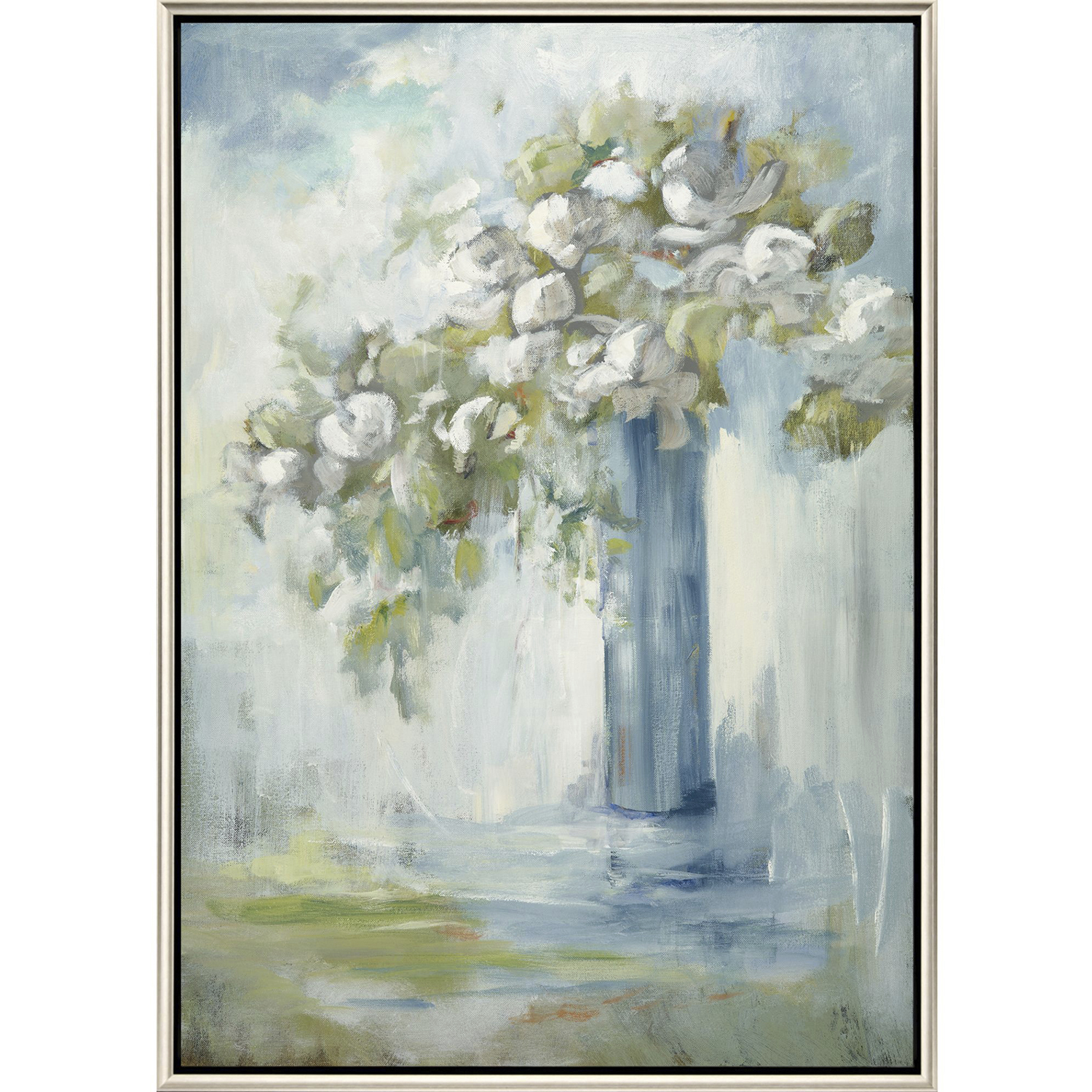 Standing Tall Blue and Green and Multi and White Canvas