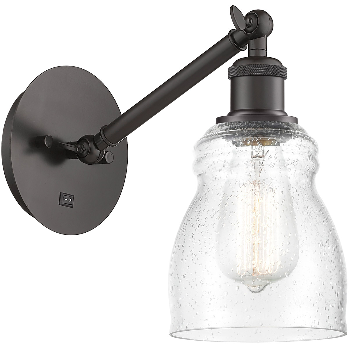 Ballston Ellery 1 Light 5.3 inch Oil Rubbed Bronze Sconce Wall Light in Seedy Glass