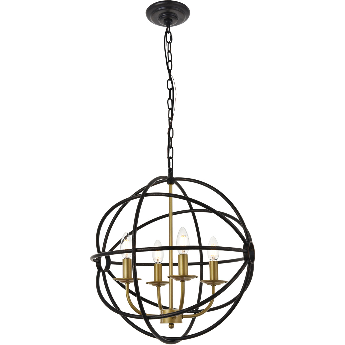 Octavia 4 Light 18.1 inch Brass and Dark Brown Pendant Ceiling Light