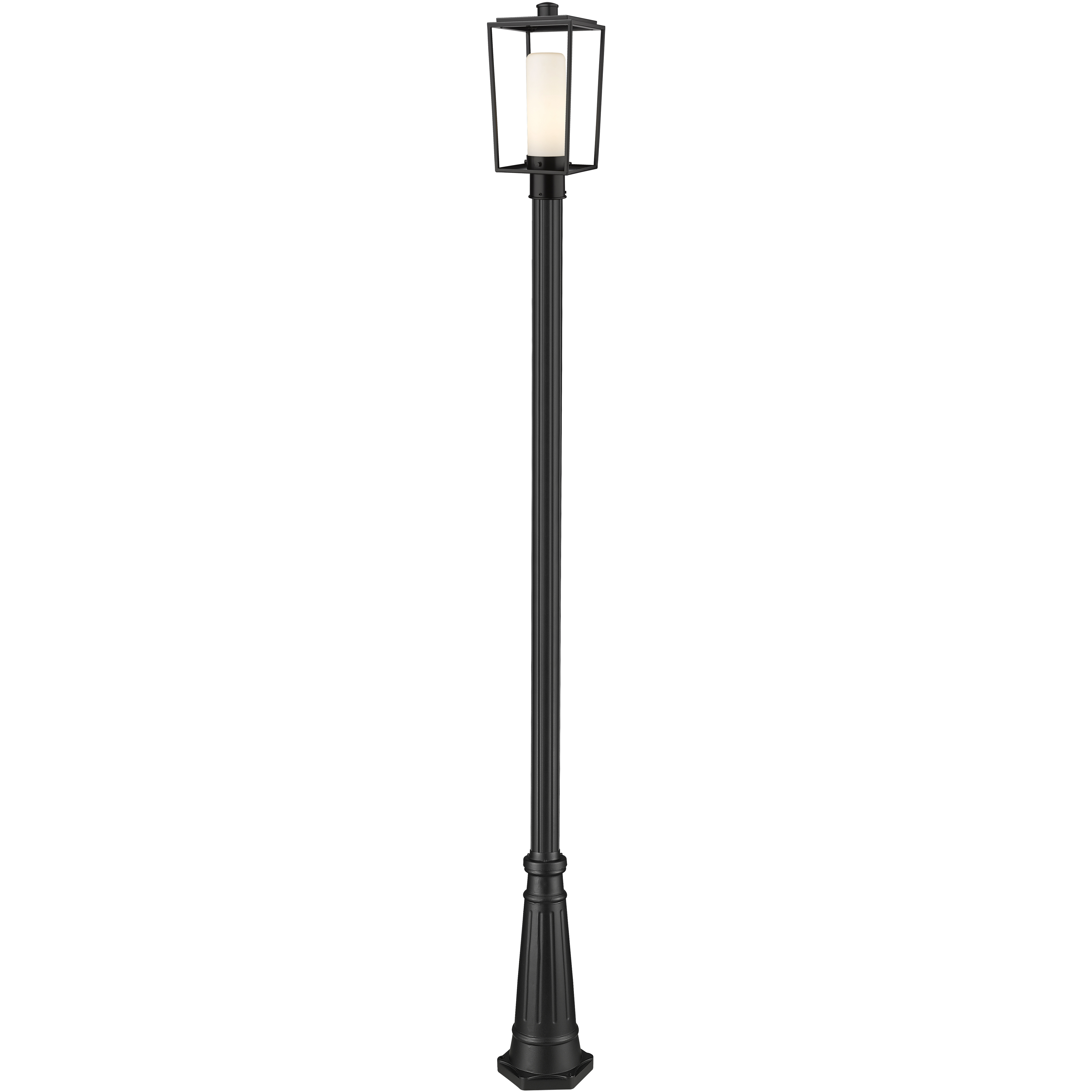 Sheridan 1 Light 111.5 inch Black Outdoor Post Mounted Fixture in White Opal Glass