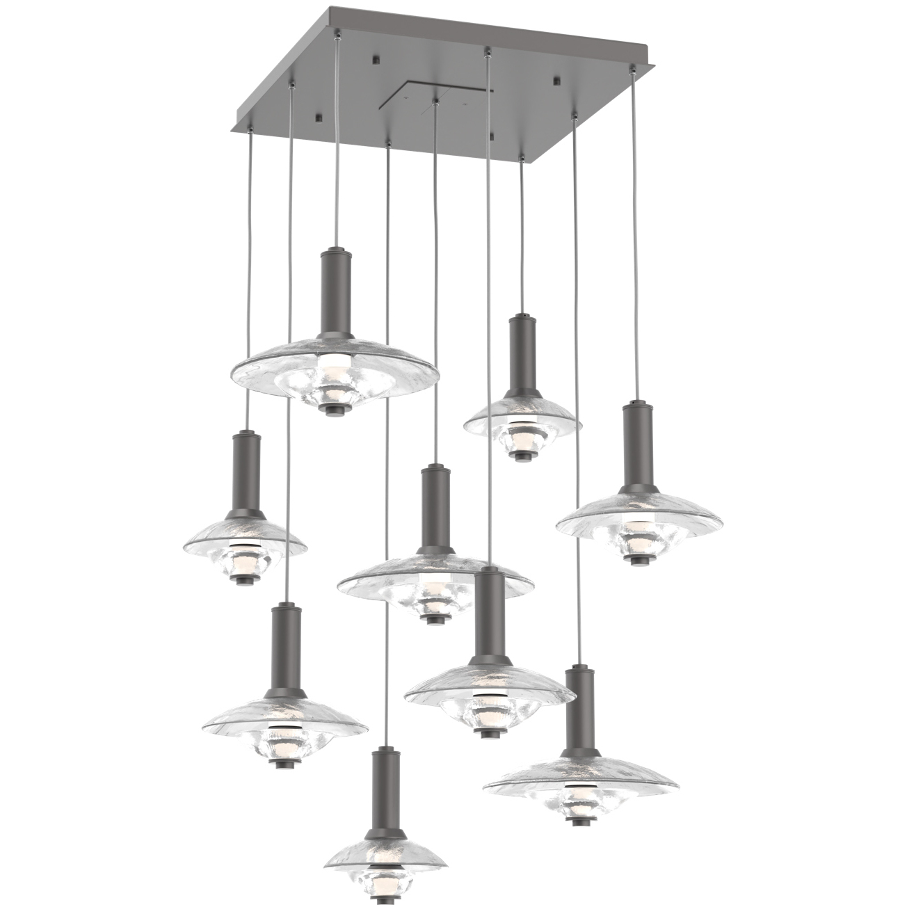 Cirrus LED 37 inch Graphite Multi-Pendant Ceiling Light in Clear Granite