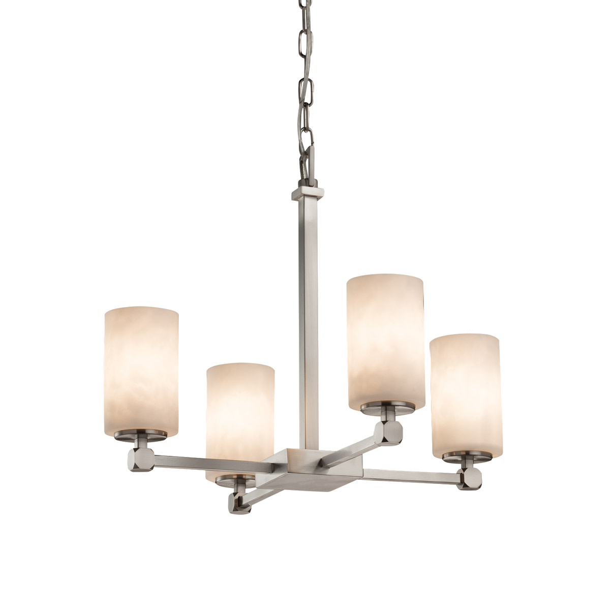 Clouds 5 Light 21 inch Brushed Nickel Chandelier Ceiling Light in Cylinder with Flat Rim, Incandescent