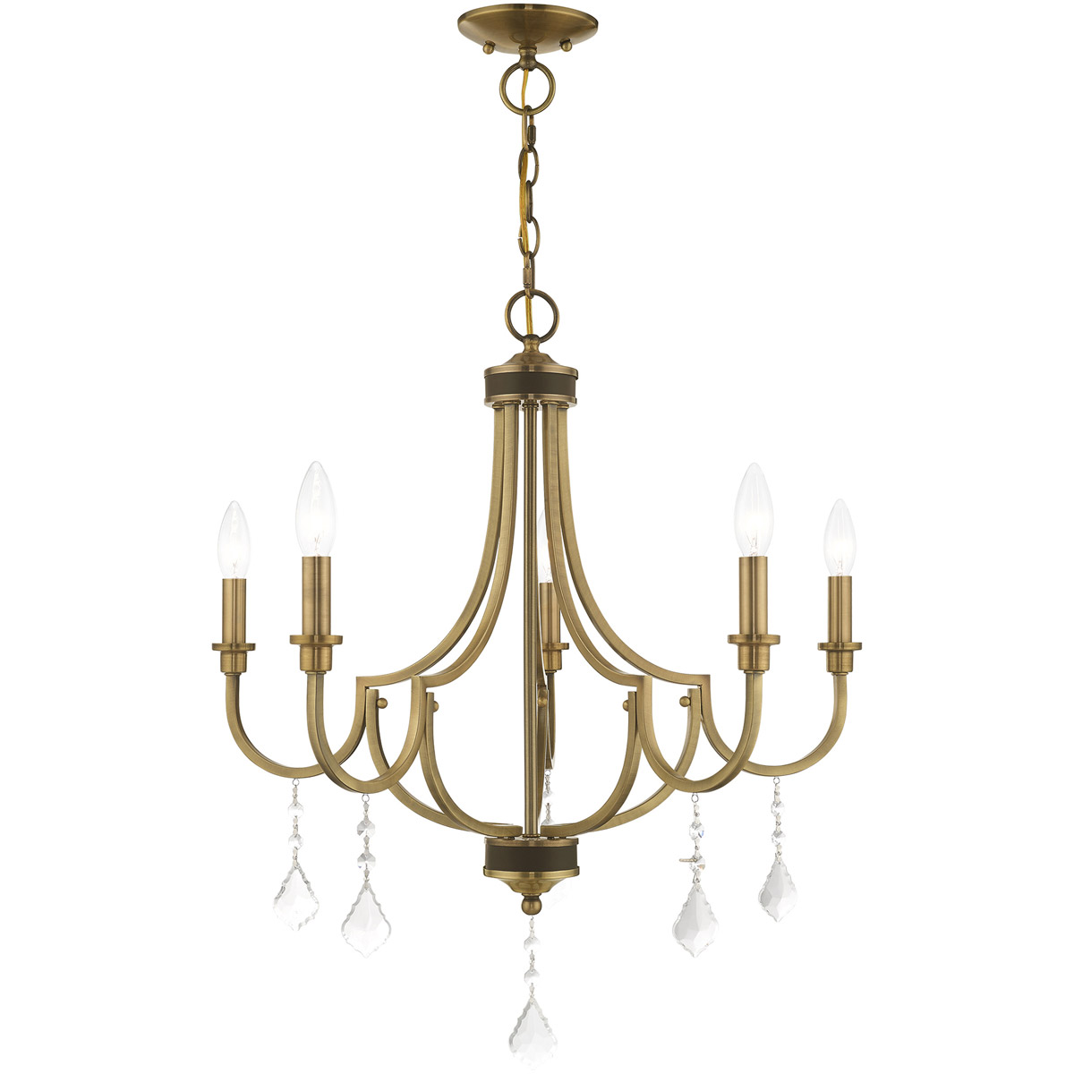 Glendale 5 Light 24.5 inch Antique Brass Chandelier Ceiling Light