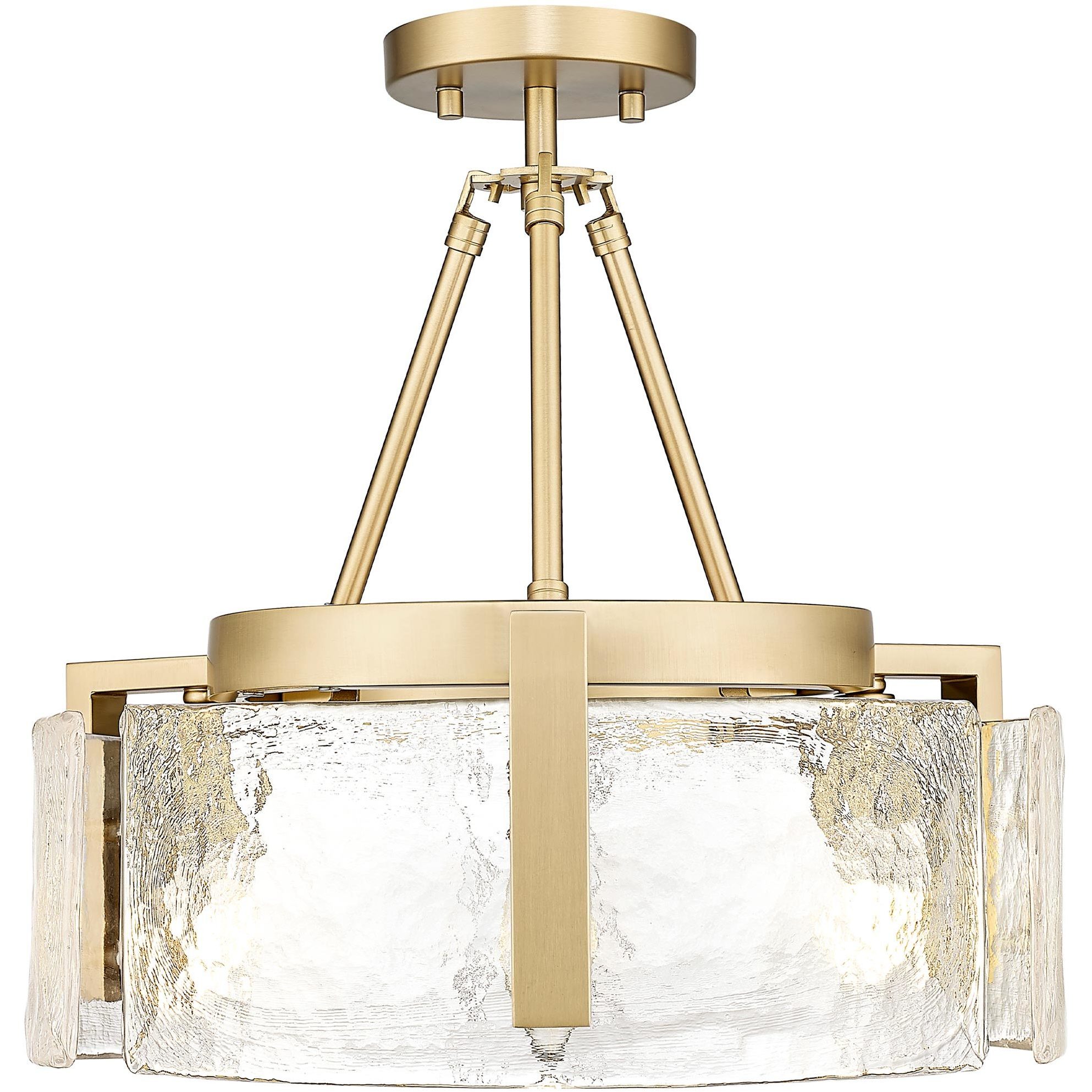 Aenon 3 Light 16.5 inch Brushed Champagne Brass Semi-Flush Mount Ceiling Light