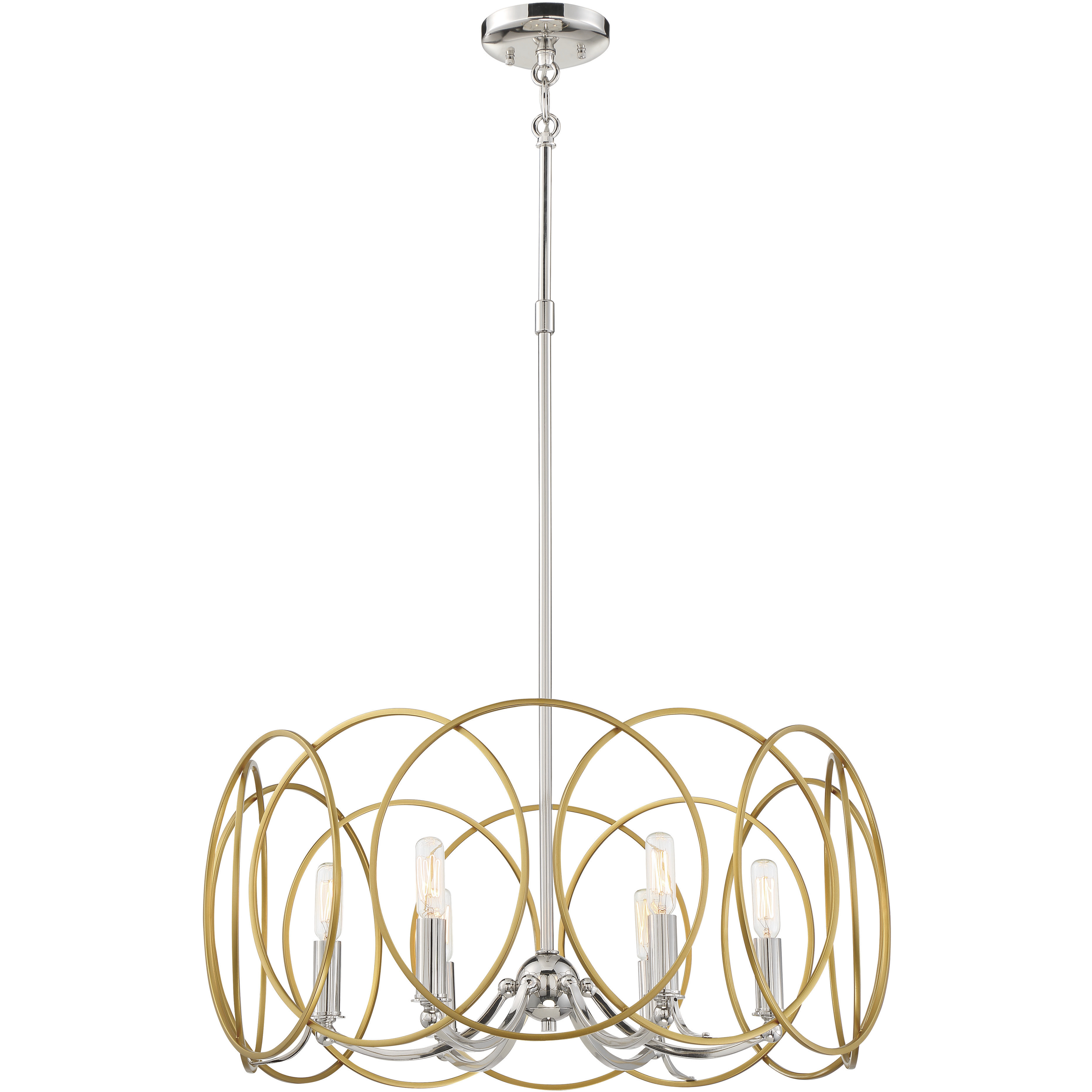Chassell 6 Light 25 inch Painted Honey Gold/Polish Pendant Ceiling Light