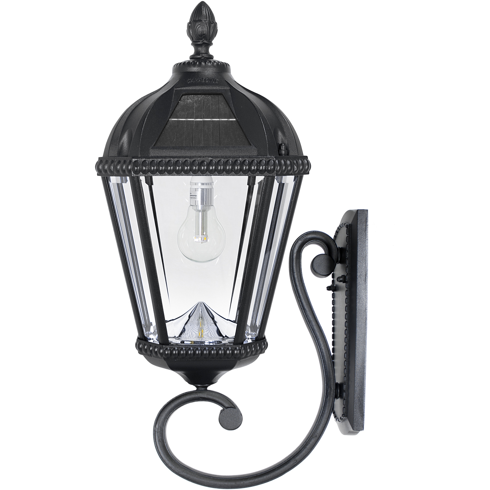 Royal 1 Light 21 inch Black Outdoor Wall Sconce, Solar