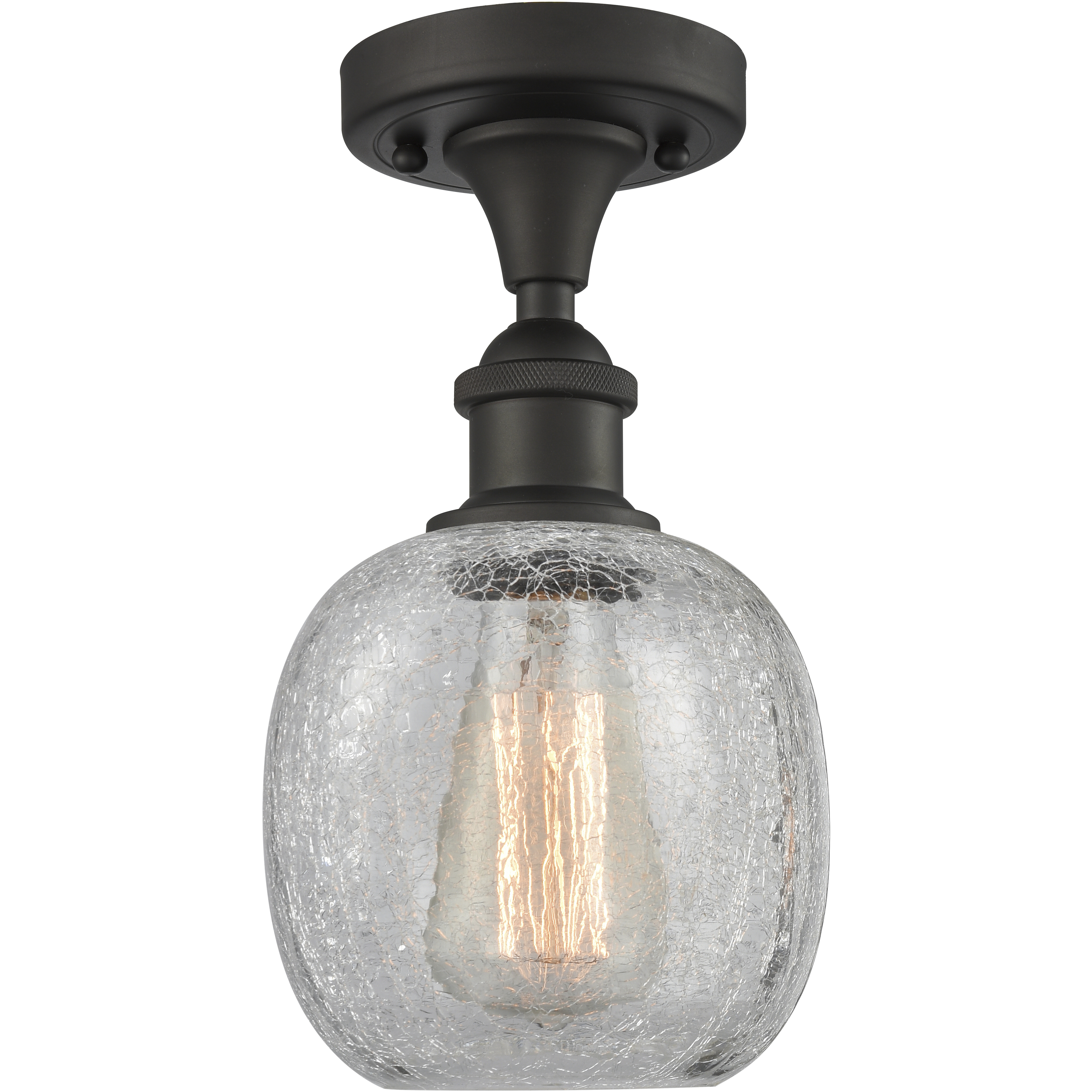 Edison Belfast 1 Light 6 inch Oil Rubbed Bronze Semi-Flush Mount Ceiling Light in Clear Crackle Glass