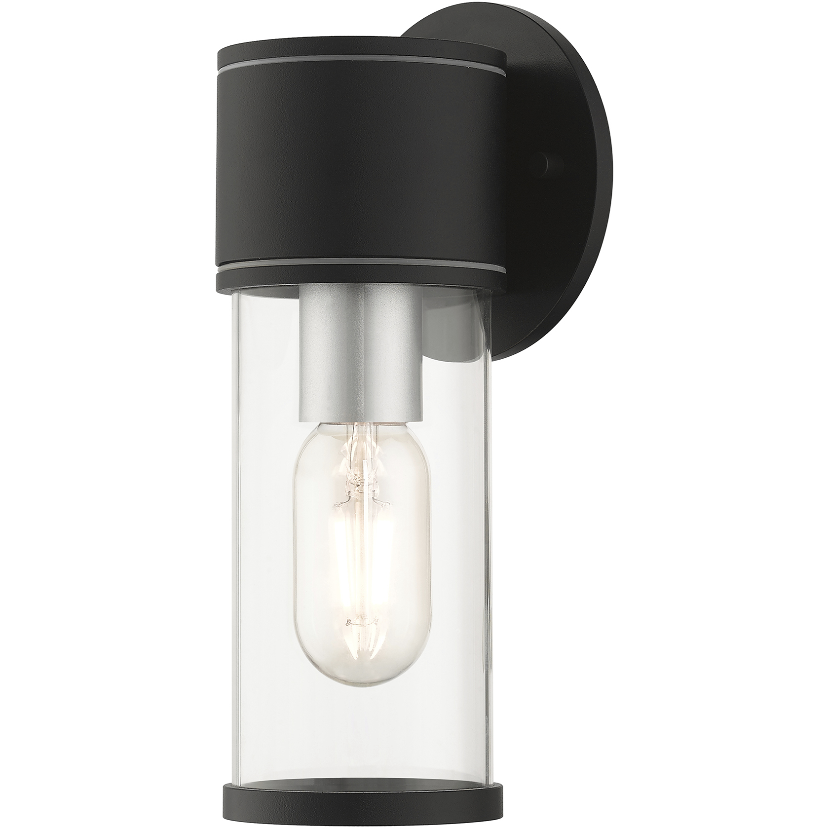 Atlantic 1 Light 4.5 inch Textured Black with Antique Silver Finish Accents ADA Outdoor Small ADA Wall Lantern Wall Light