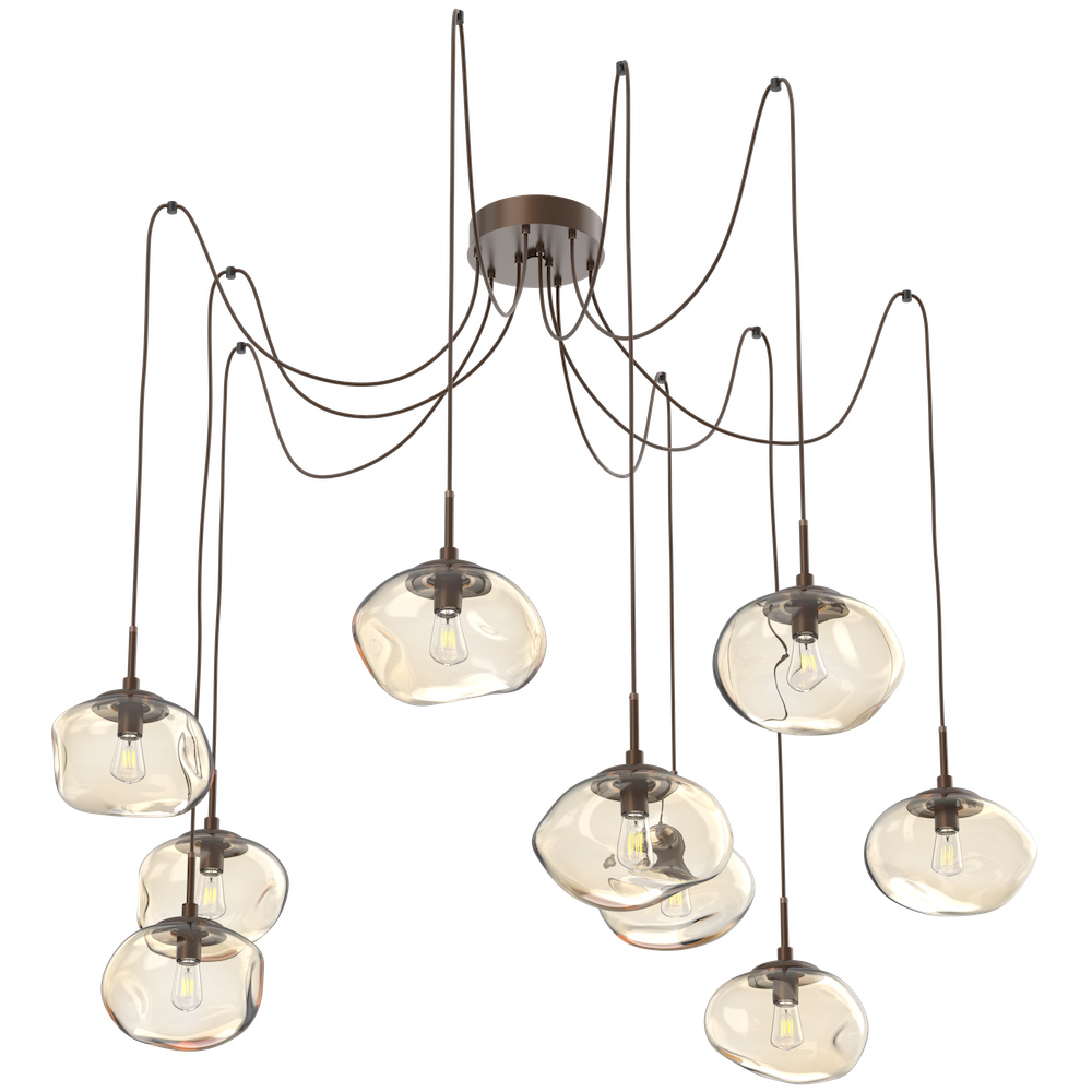 Nova 9 Light 19 inch Burnished Bronze Swag Multi-Pendant Ceiling Light in Amber