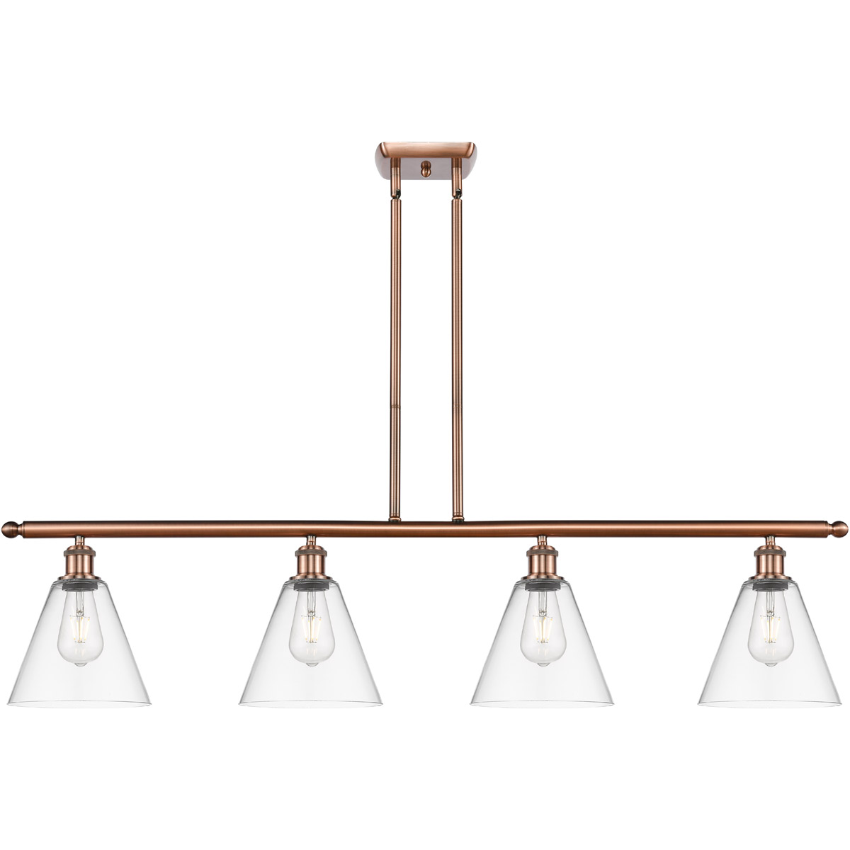 Ballston Ballston Cone LED 48 inch Antique Copper Island Light Ceiling Light in Clear Glass