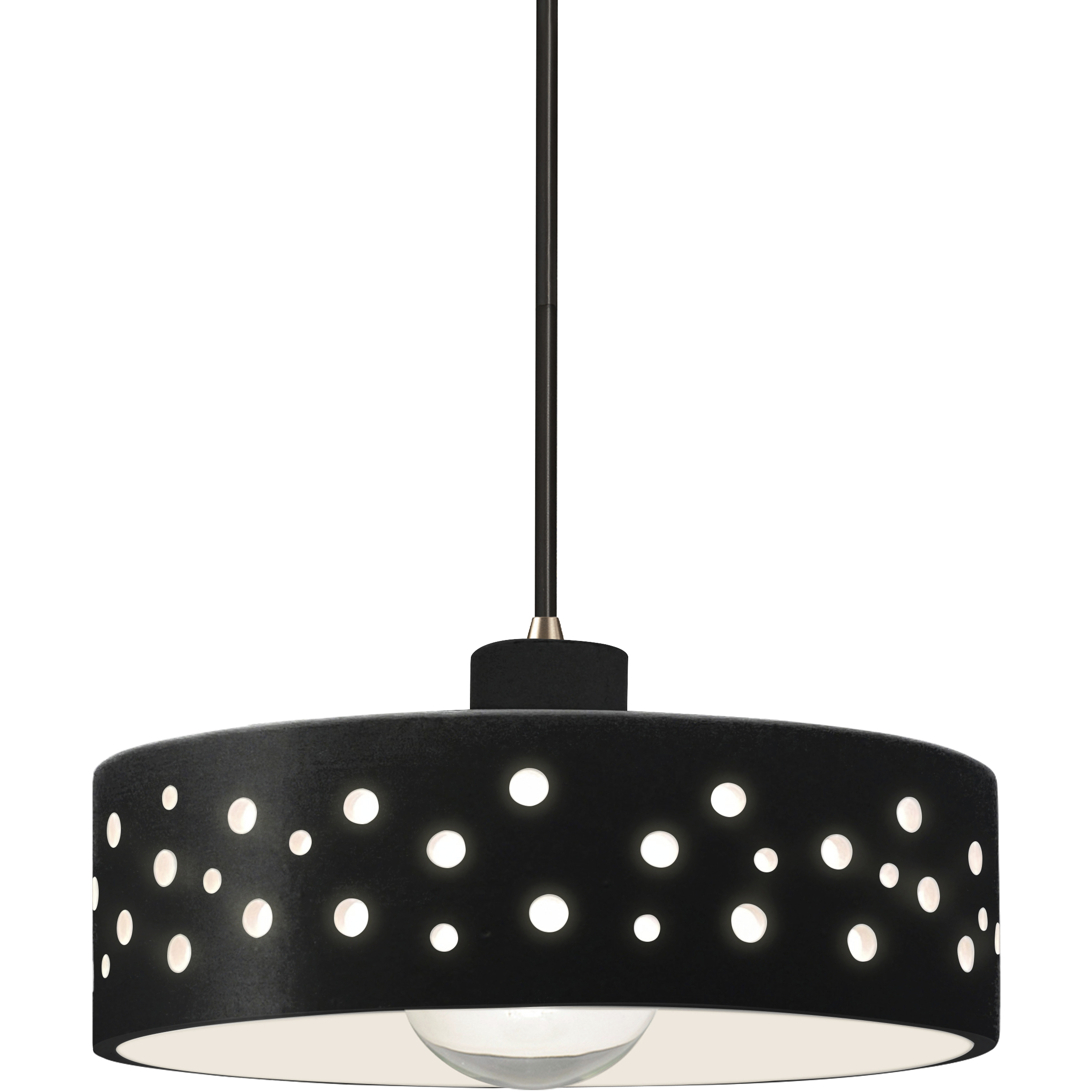 Perforated Dish 1 Light 12 inch Antique Brass Pendant Ceiling Light in Replaceable Bulb, Carbon Matte Black, Black, Form+Finish+Function