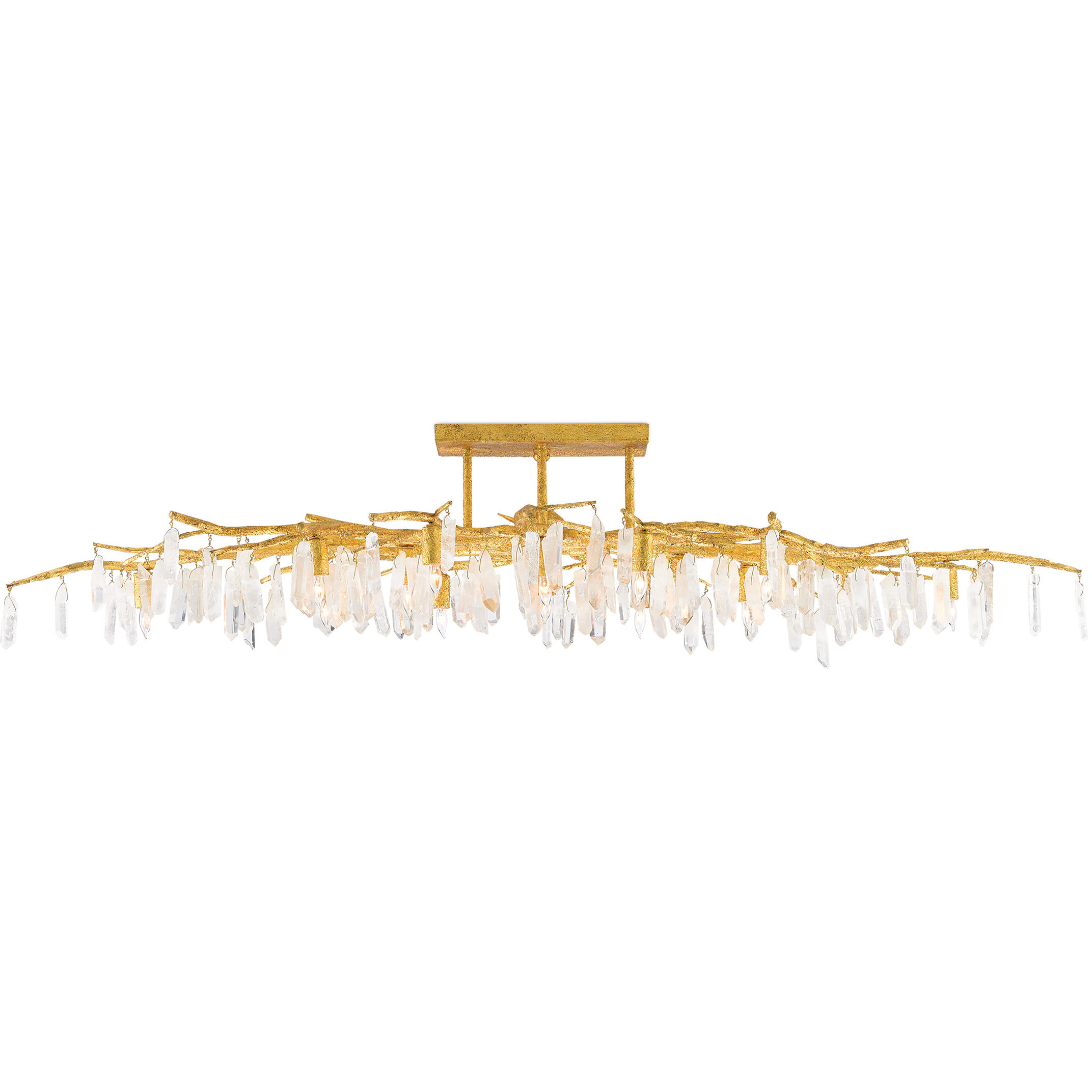 Forest 14 Light 60 inch Washed Lucerne Gold Semi-Flush Mount Ceiling Light, Aviva Stanoff Collection