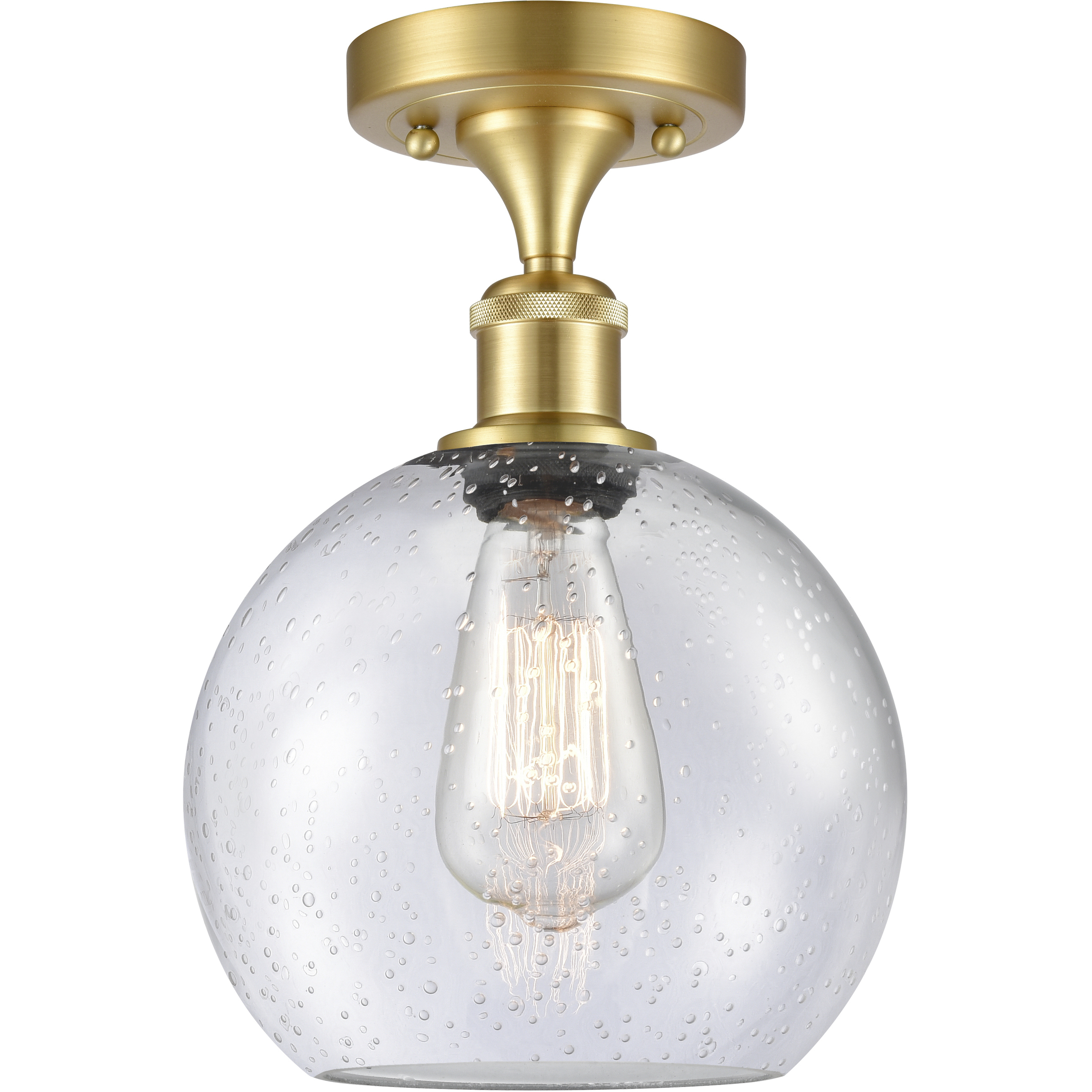 Athens 1 Light 8 inch Satin Gold Semi-Flush Mount Ceiling Light