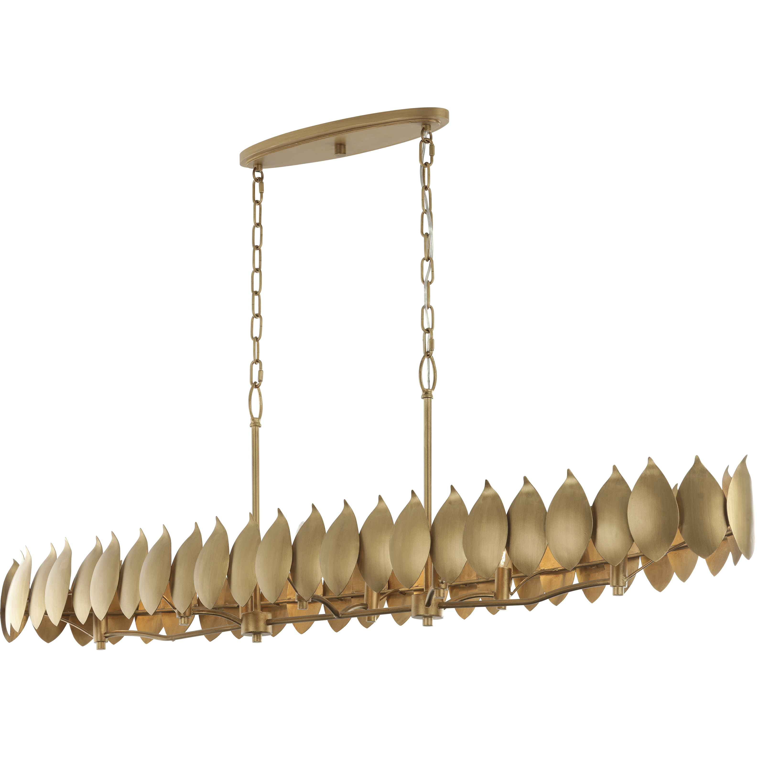 Petal Reign 8 Light 60 inch Brass Kisser Linear Pendant Ceiling Light