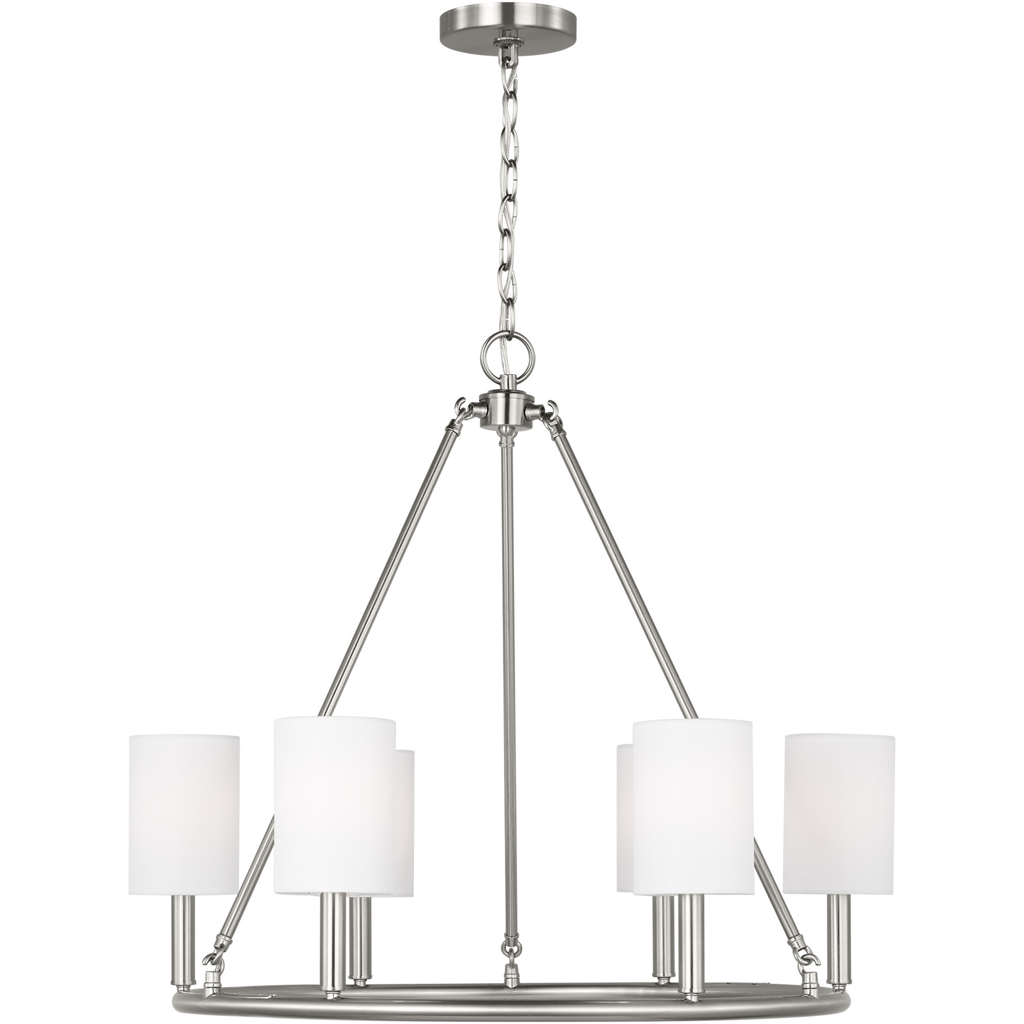 Drew & Jonathan Egmont 6 Light 28 inch Brushed Steel Chandelier Ceiling Light