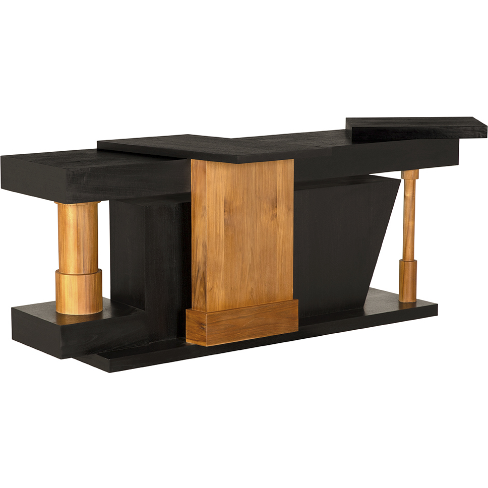 Fleming 86 X 31 inch Charcoal Black and Clear Coat Flat Console