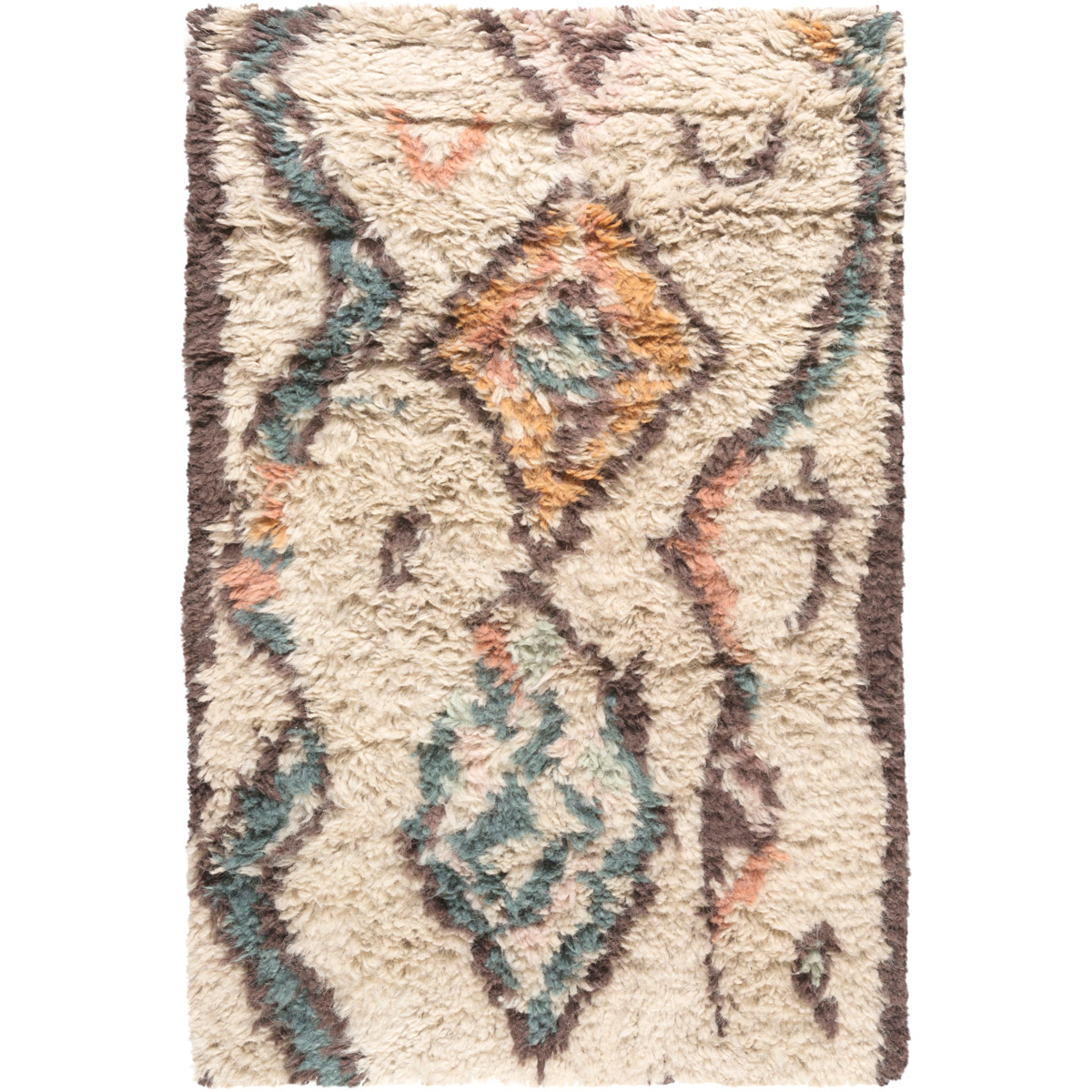 Denali 36 X 24 inch Khaki, Coral, Teal, Dark Brown Rug