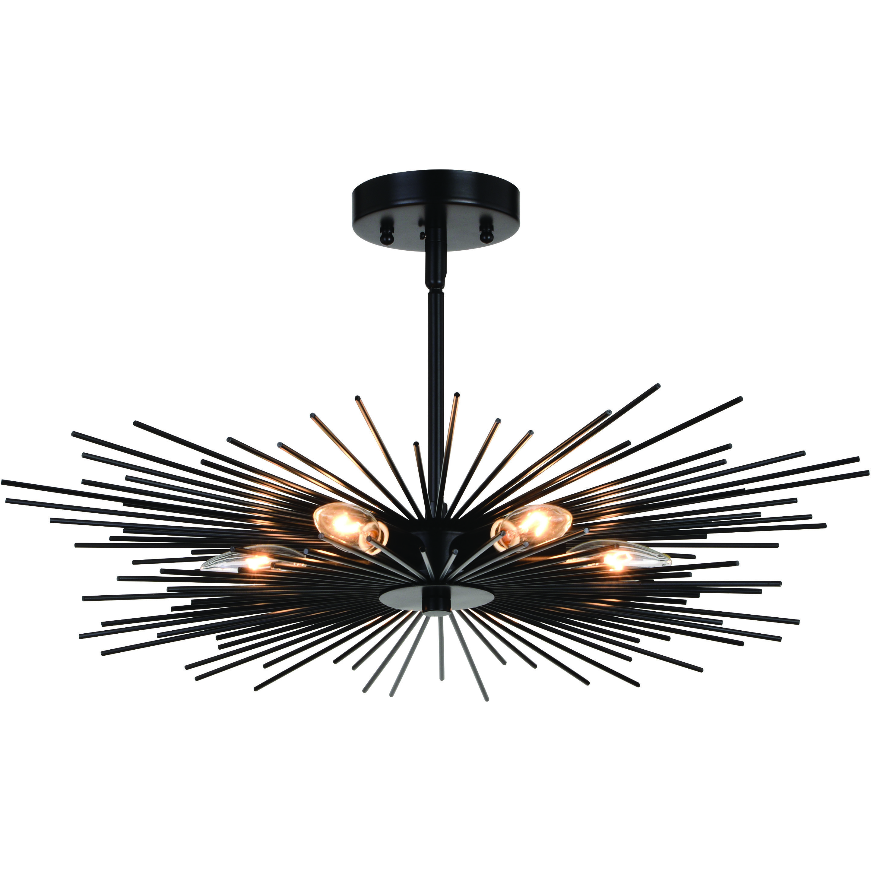 Nikko LED 24 inch Matte Black Semi-Flush Mount Ceiling Light in 6