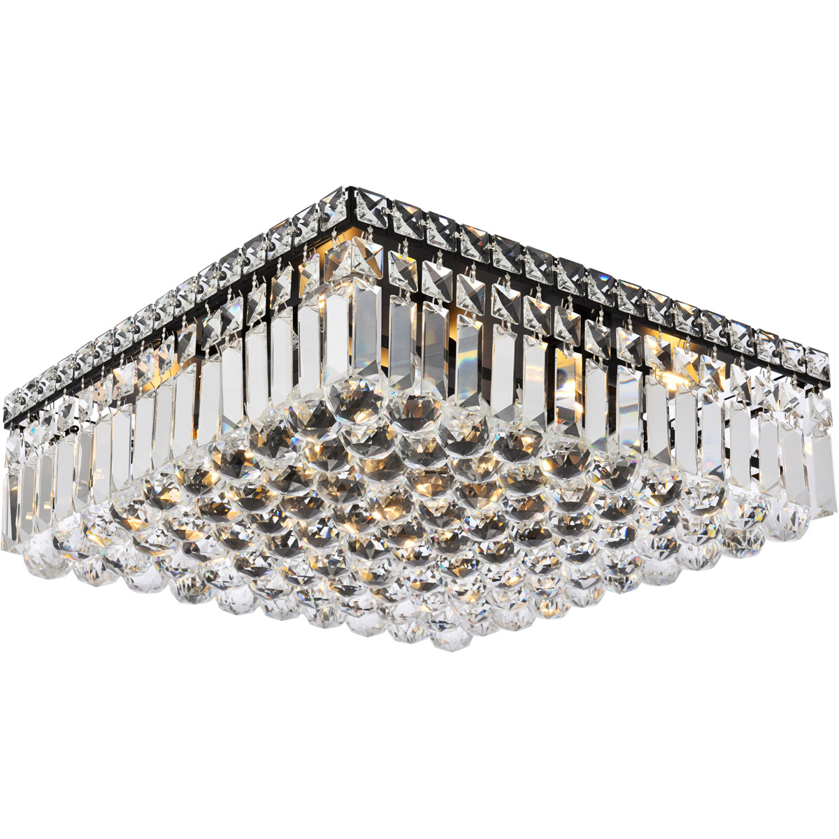 Maxime 6 Light 16 inch Black and Clear Flush Mount Ceiling Light in Royal Cut